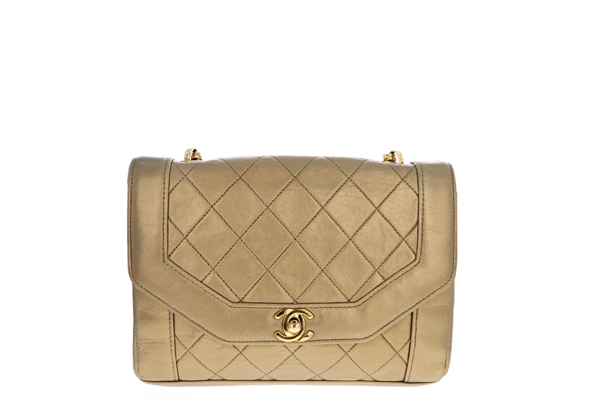 Chanel Vintage Diana Gold Bag With Bijoux Chain 24K Gold Hardware - Queen May