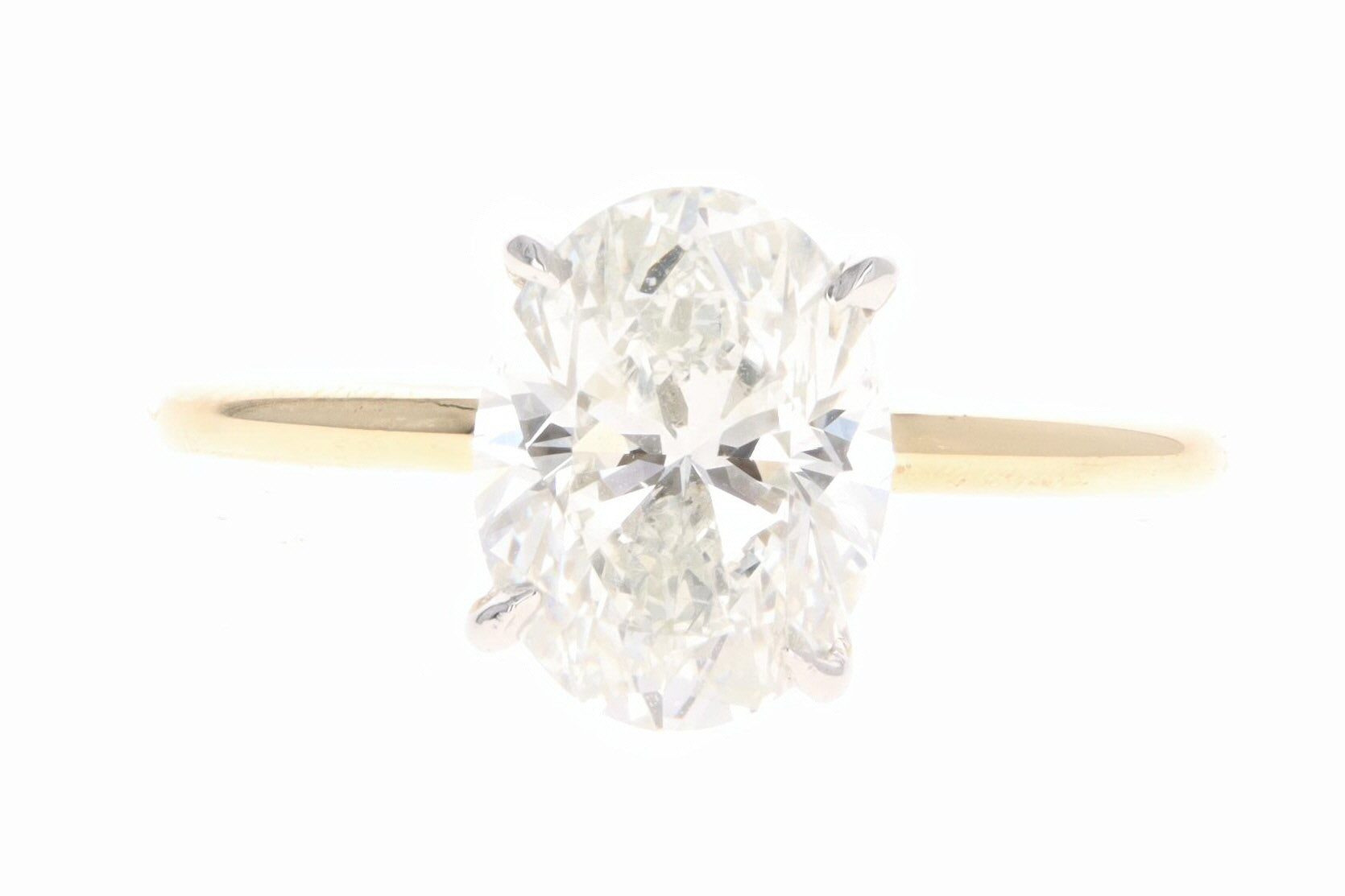 18K Yellow Gold and Platinum 2.99 Carat Oval Diamond Engagement Ring GIA Certified - Queen May