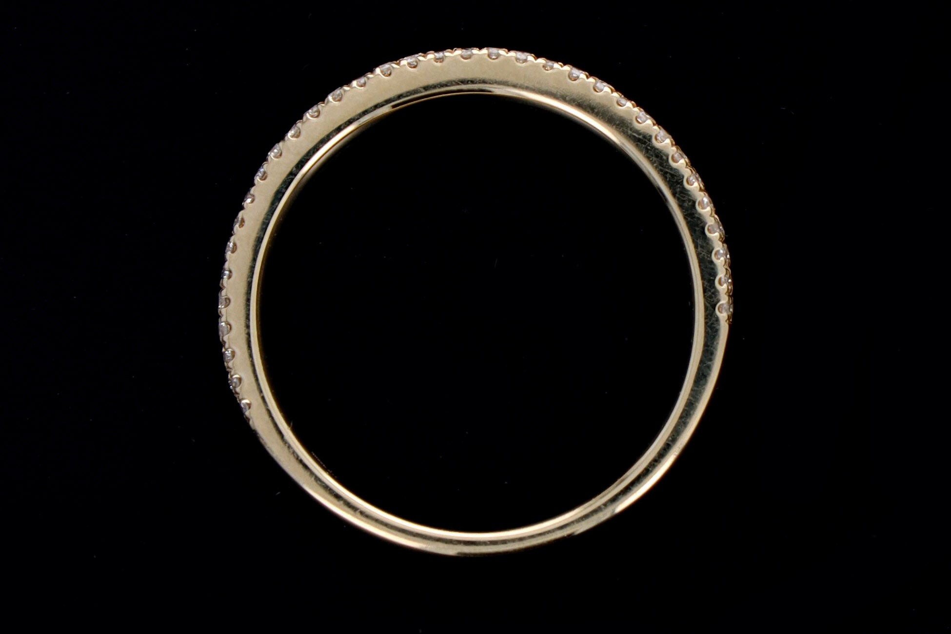 14K Gold Round Diamond Pave Stackable Wedding Band - Queen May