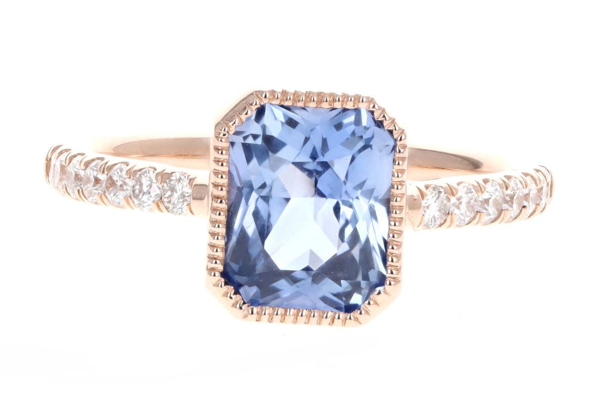 New 18K Rose Gold 2.27 Carat No Heat Ceylon Sapphire & Diamond Ring GIA Certified - Queen May
