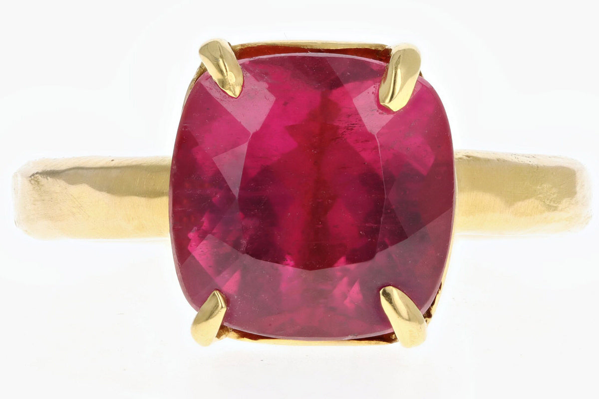 Handmade 22K & 18K Yellow Gold 4.50 Carat Rubellite Tourmaline Ring - Queen May