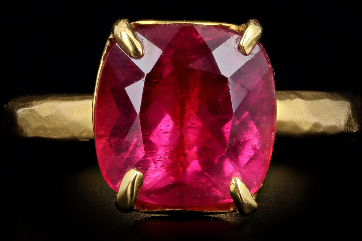Handmade 22K & 18K Yellow Gold 4.50 Carat Rubellite Tourmaline Ring - Queen May