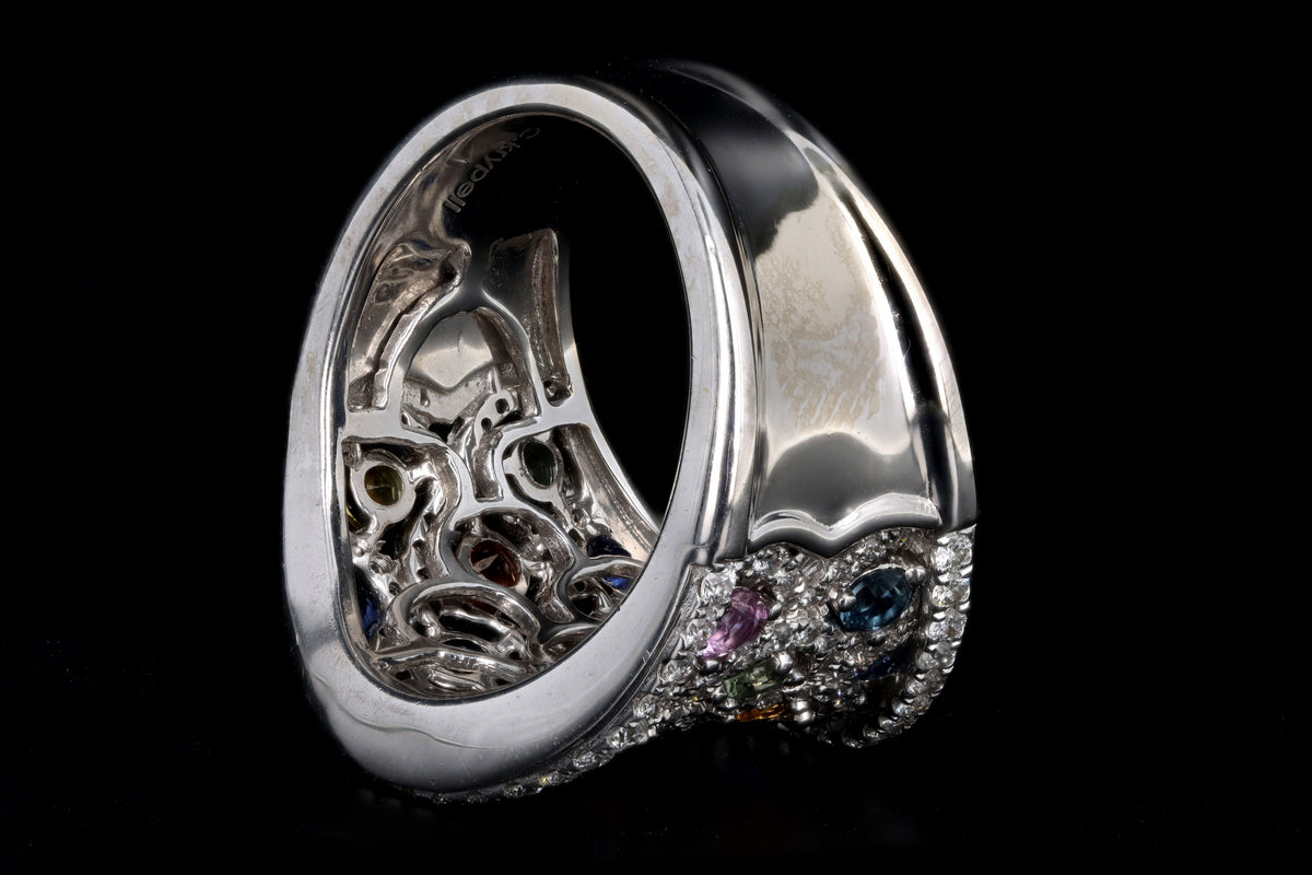 Charles Krypell 18K White Gold Multi Color Sapphire & Diamond Cluster Ring - Queen May