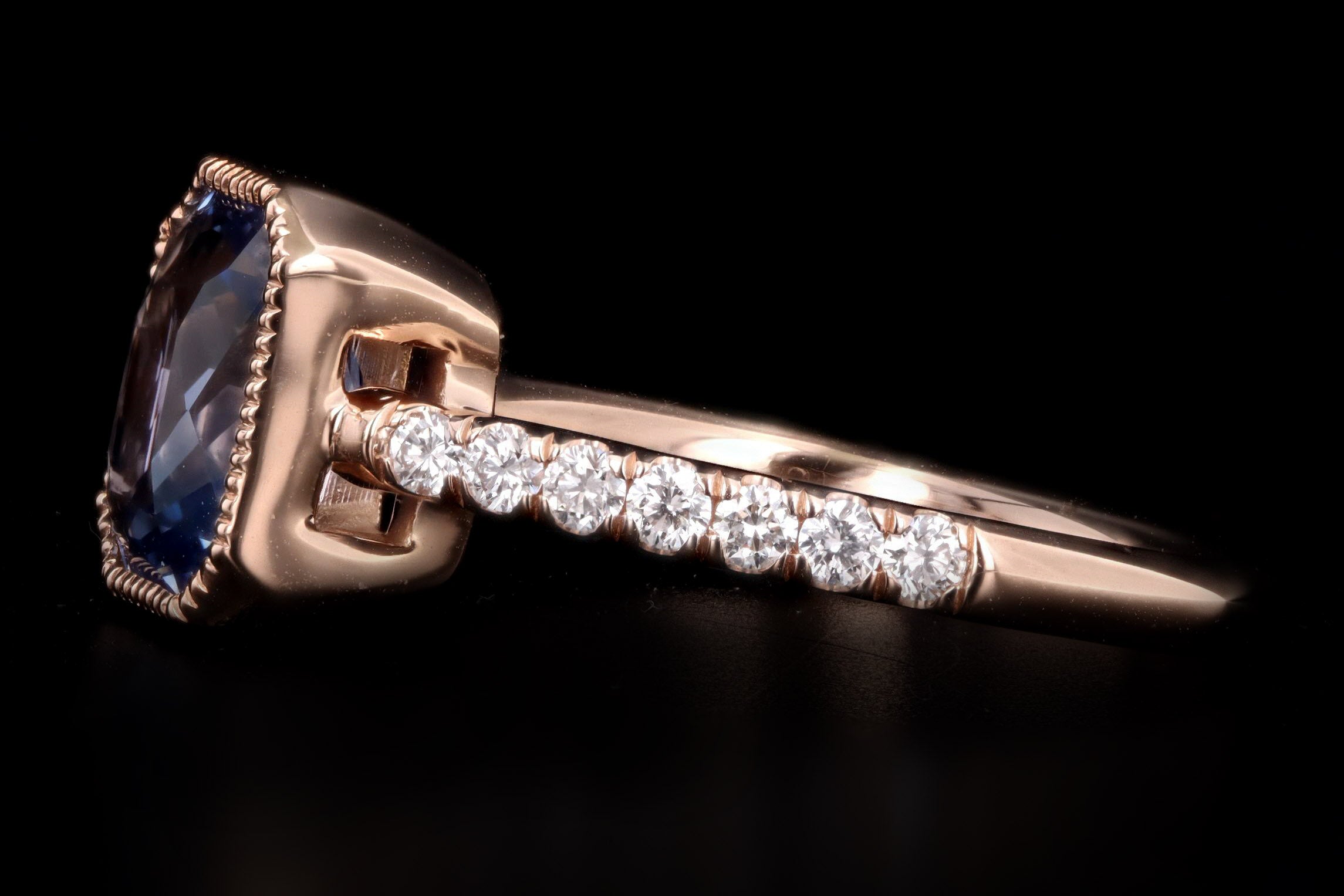 New 18K Rose Gold 2.27 Carat No Heat Ceylon Sapphire & Diamond Ring GIA Certified - Queen May