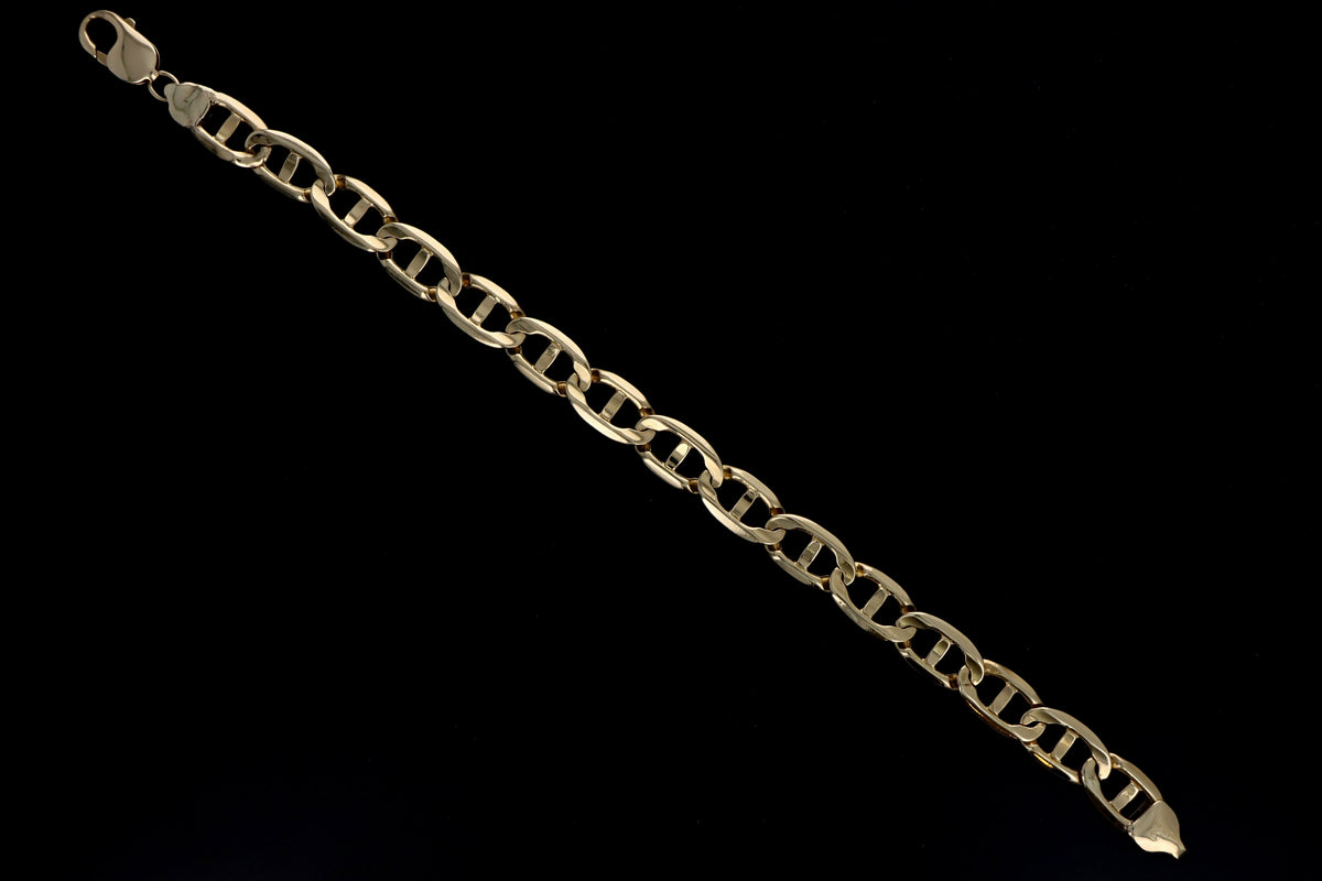 14K Yellow Gold Flat Mariner Chain Bracelet - Queen May