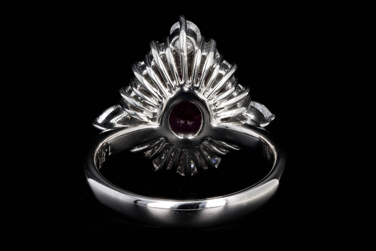 Platinum 1.87 Carat Pear Cut Natural Ruby & Diamond Halo Ring - Queen May