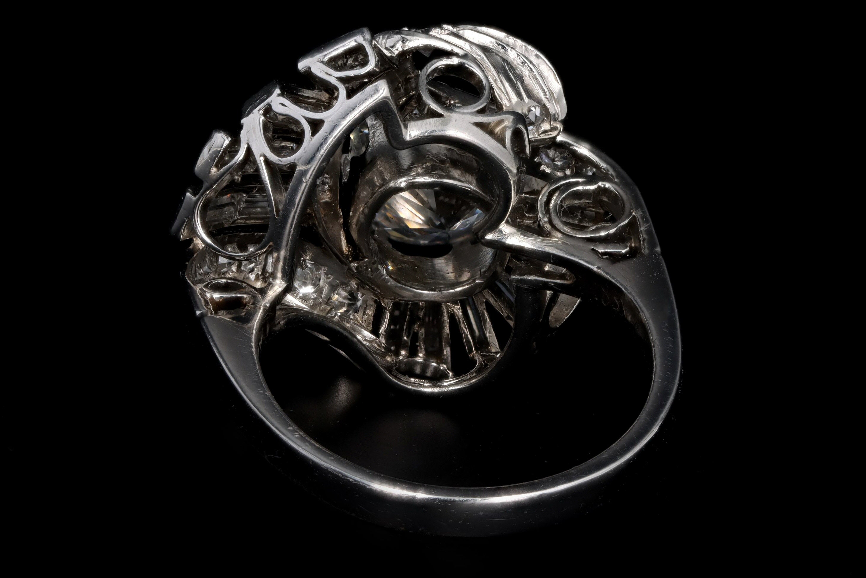 Retro Platinum 1.83 Carat Pear Cut Diamond Cluster Ring IGI Appraisal Report - Queen May