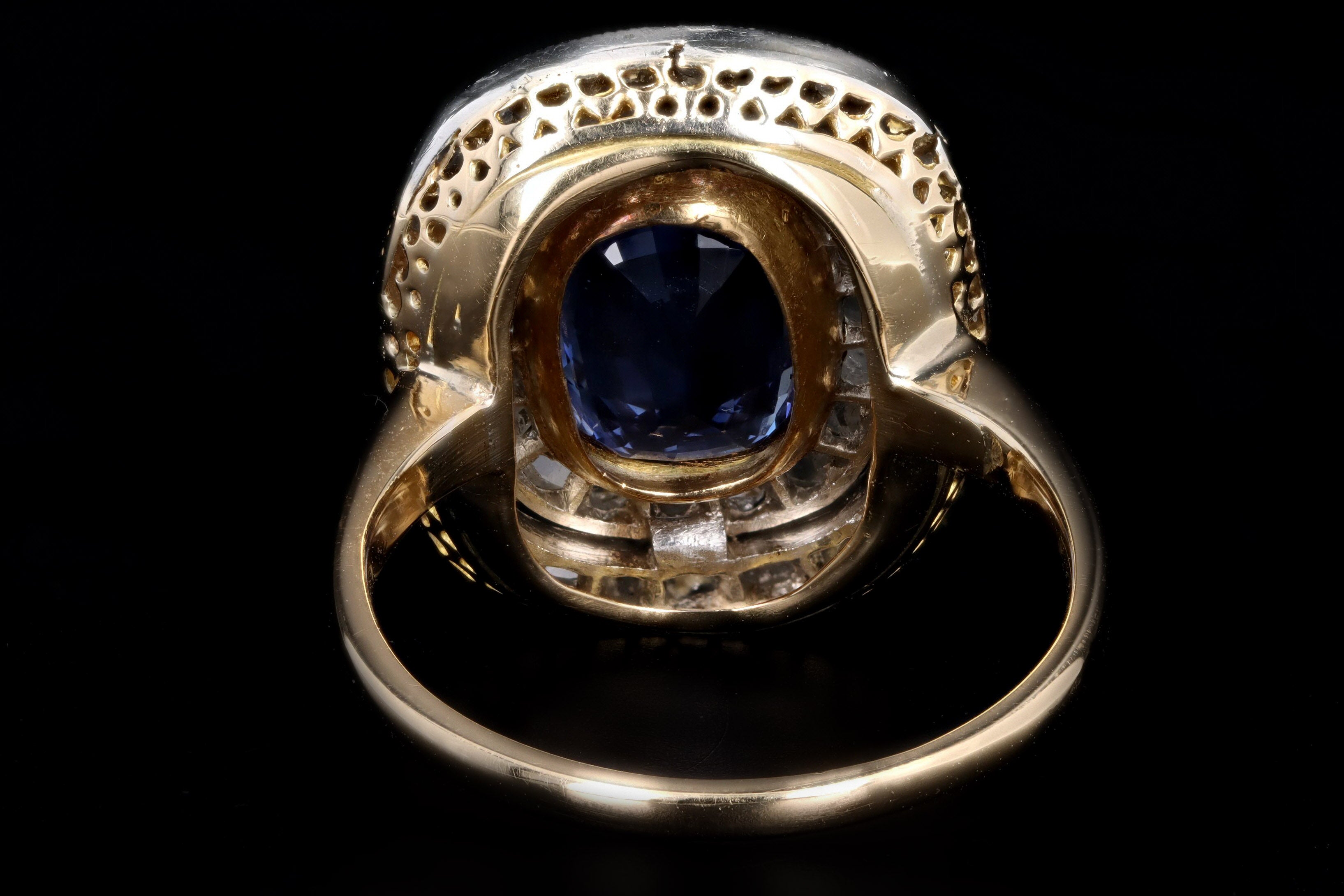 Victorian 18K Yellow Gold & Platinum 2.0 Carat Natural No Heat Sapphire Ring - Queen May