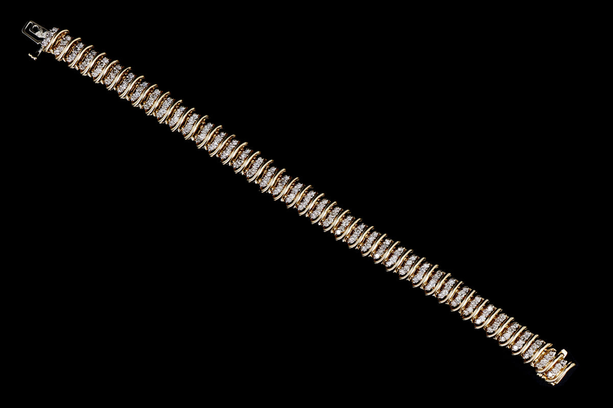 14K Yellow Gold 4.0 Carat Total Weight Diamond Bracelet - Queen May