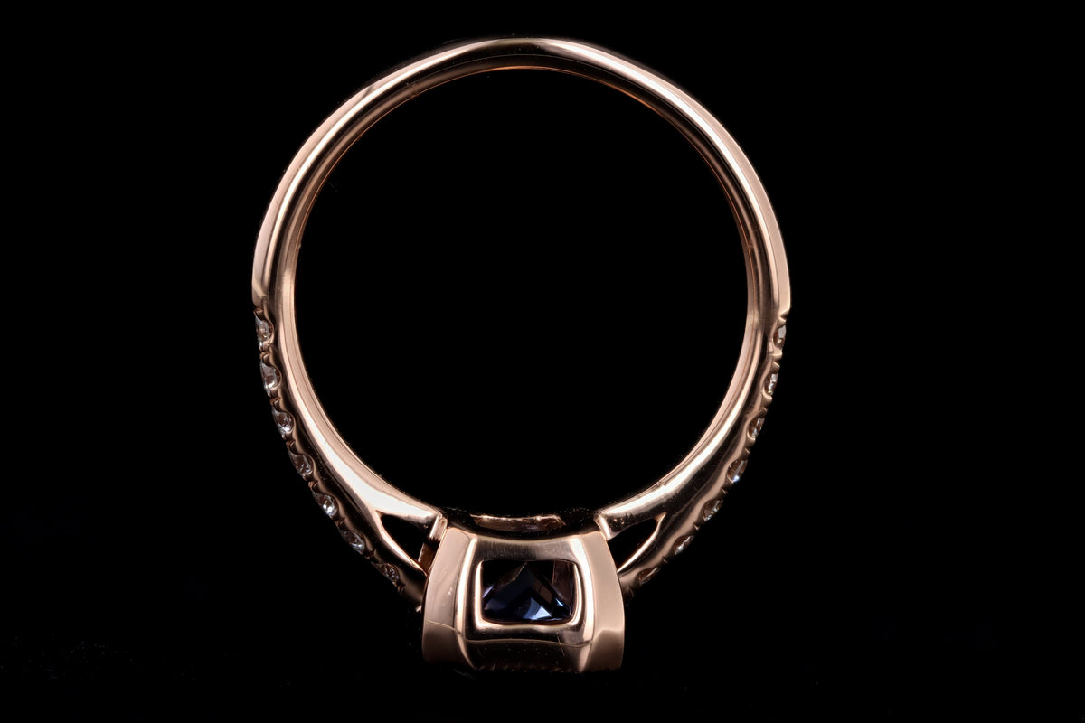 New 18K Rose Gold 2.27 Carat No Heat Ceylon Sapphire & Diamond Ring GIA Certified - Queen May