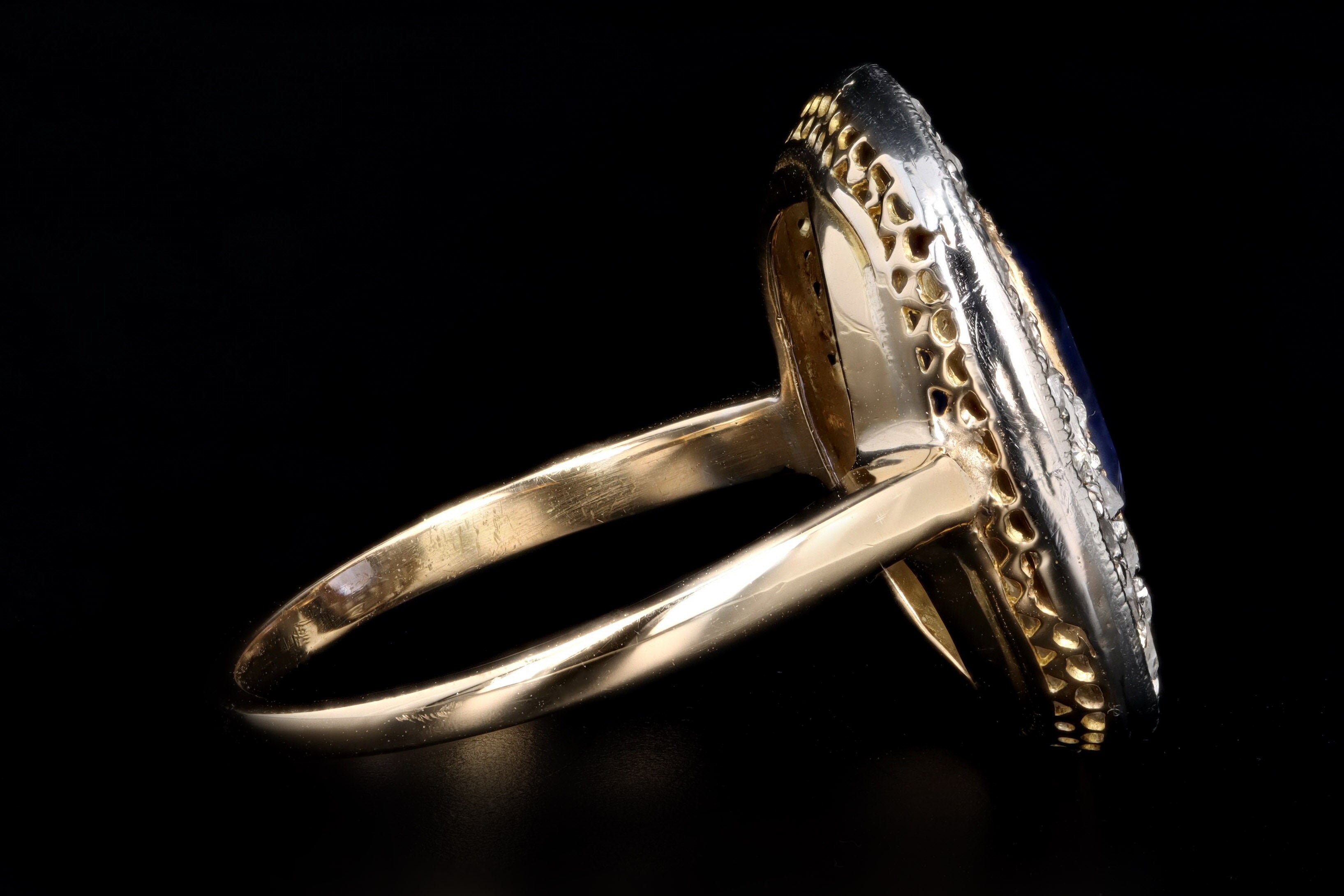 Victorian 18K Yellow Gold & Platinum 2.0 Carat Natural No Heat Sapphire Ring - Queen May