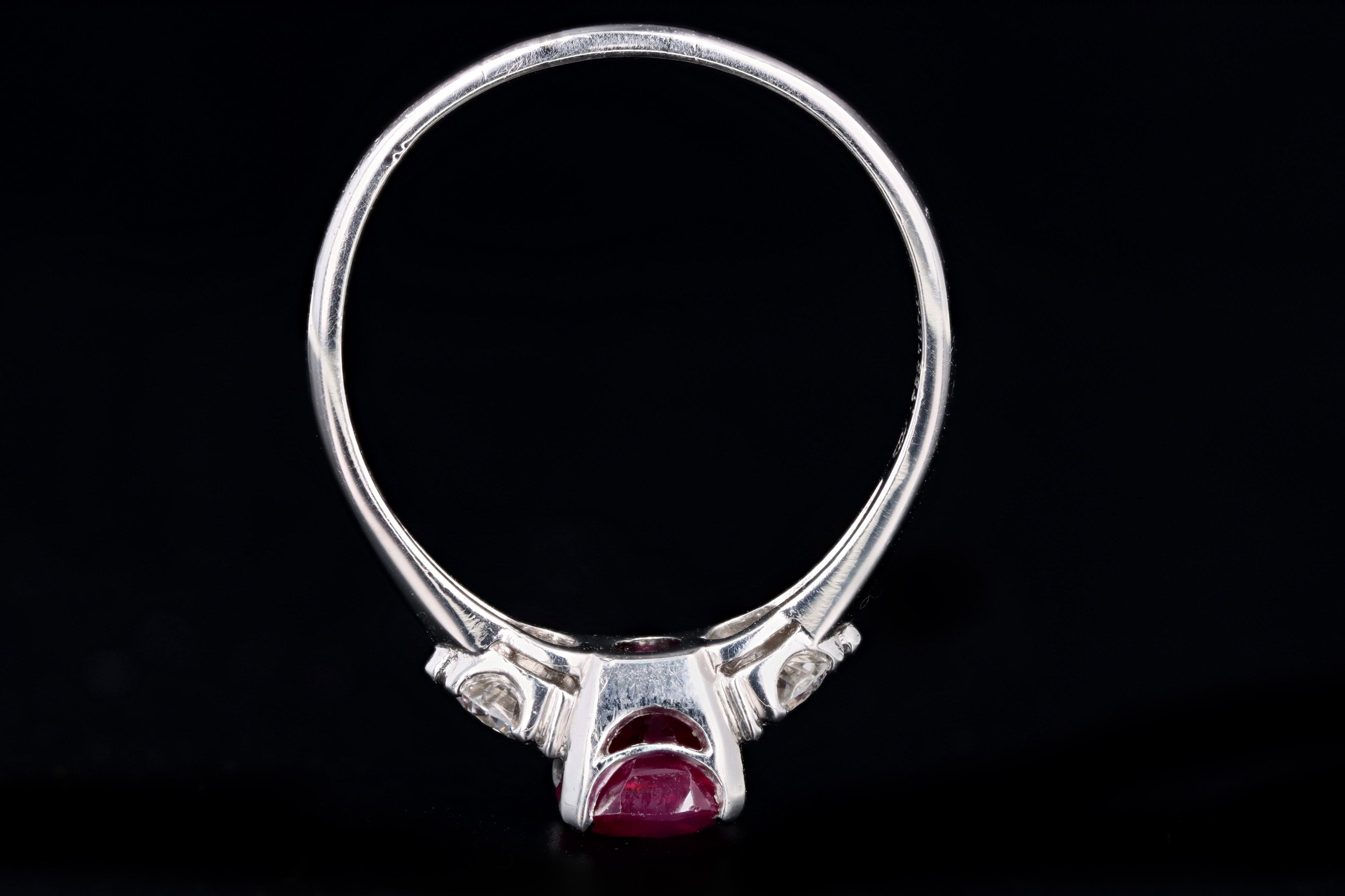 Platinum 1.45 Carat Cushion Cut Natural No Heat Burma Ruby Ring AGL Certified - Queen May