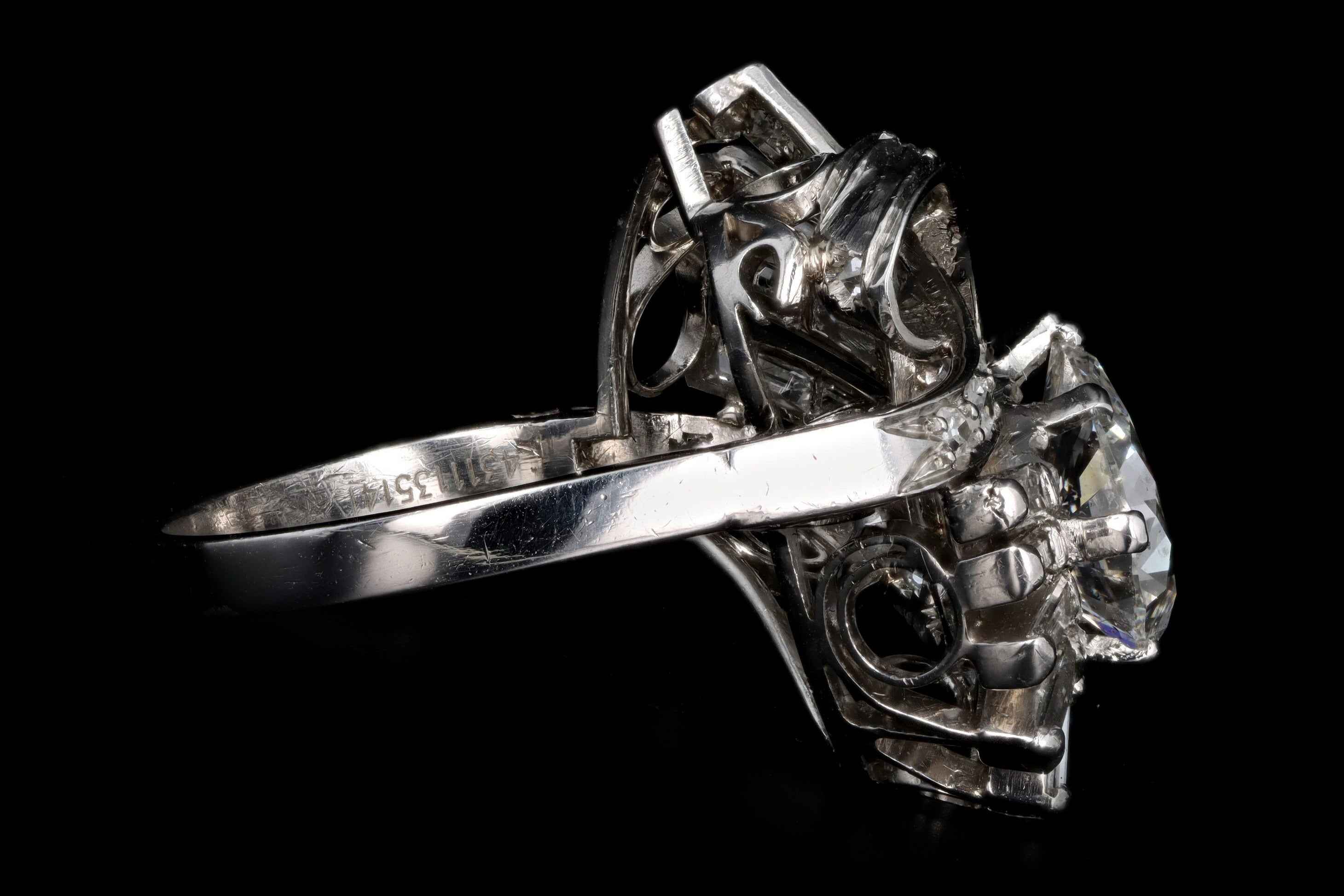 Retro Platinum 1.83 Carat Pear Cut Diamond Cluster Ring IGI Appraisal Report - Queen May