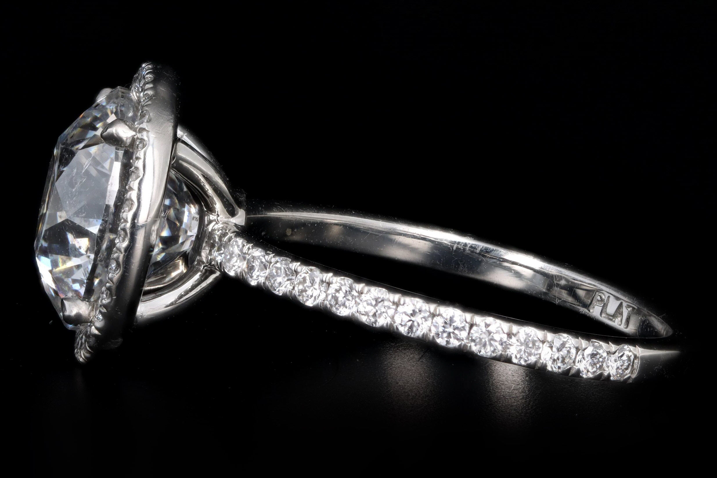 Platinum 3.92 Carat Round Brilliant Diamond Halo Engagement Ring GIA Certified - Queen May