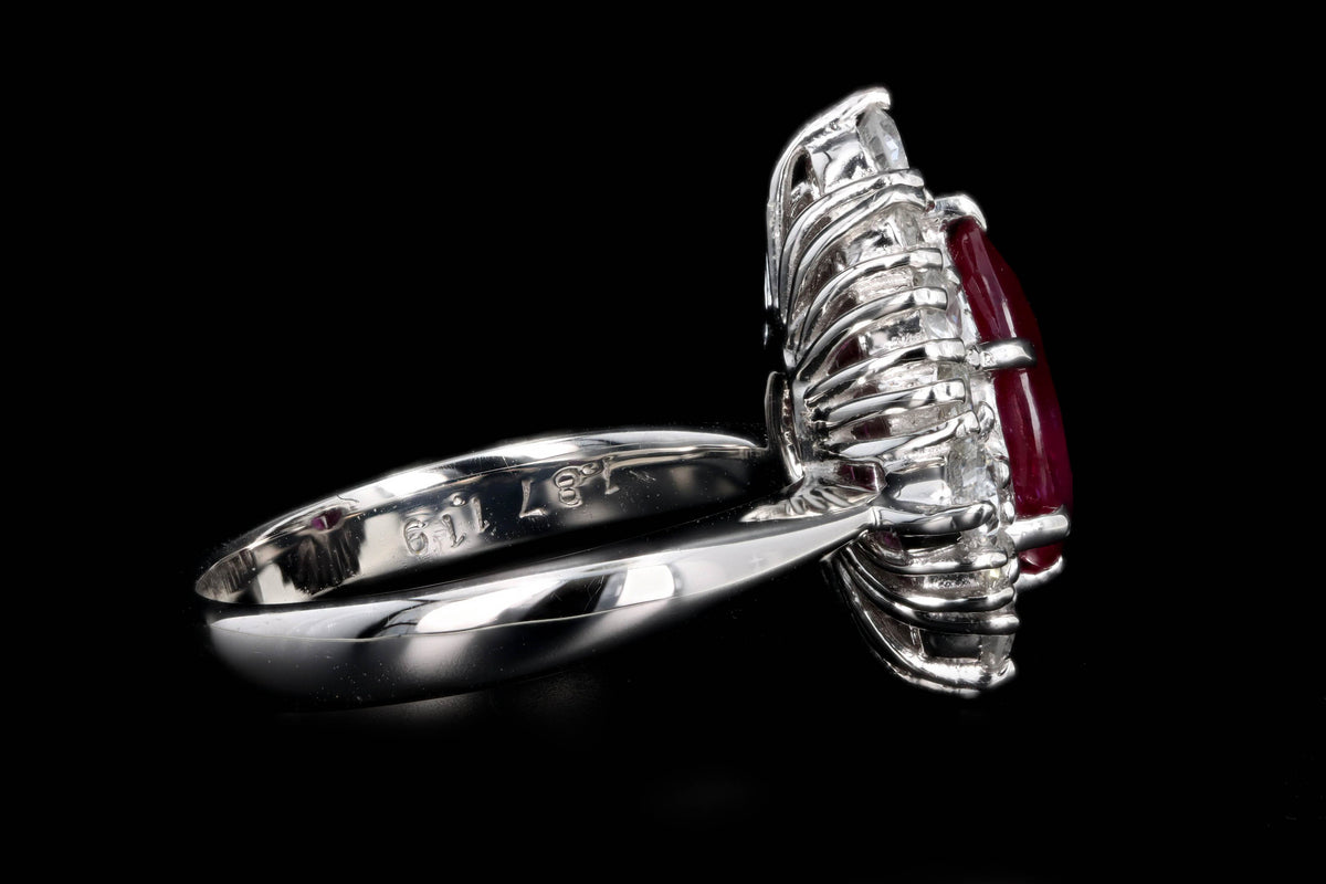 Platinum 1.87 Carat Pear Cut Natural Ruby & Diamond Halo Ring - Queen May