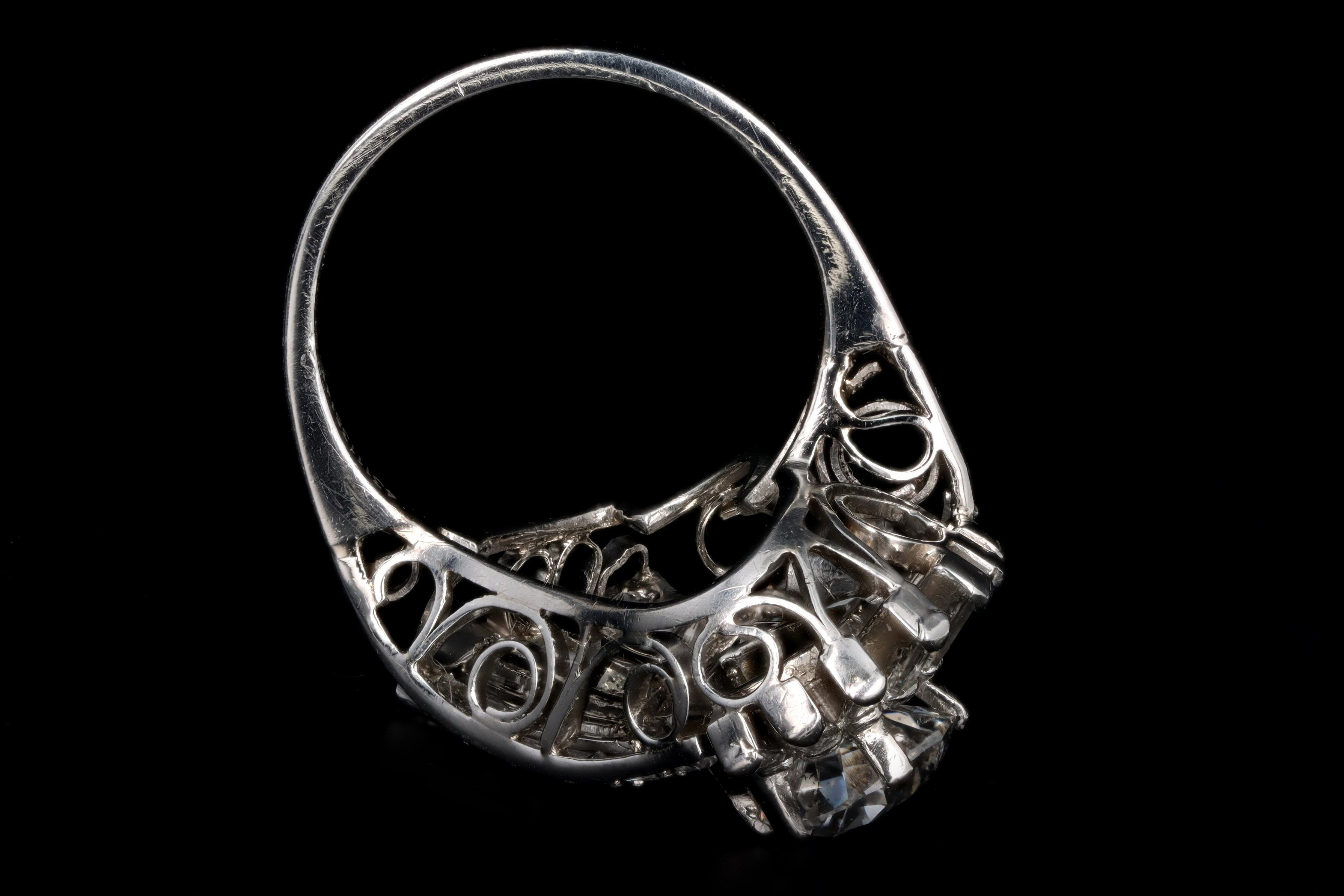 Retro Platinum 1.83 Carat Pear Cut Diamond Cluster Ring IGI Appraisal Report - Queen May