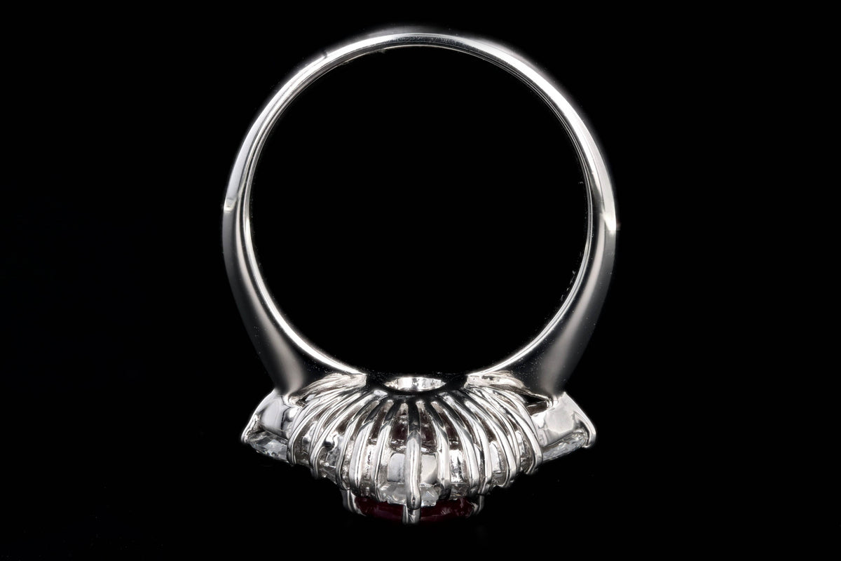 Platinum 1.87 Carat Pear Cut Natural Ruby & Diamond Halo Ring - Queen May