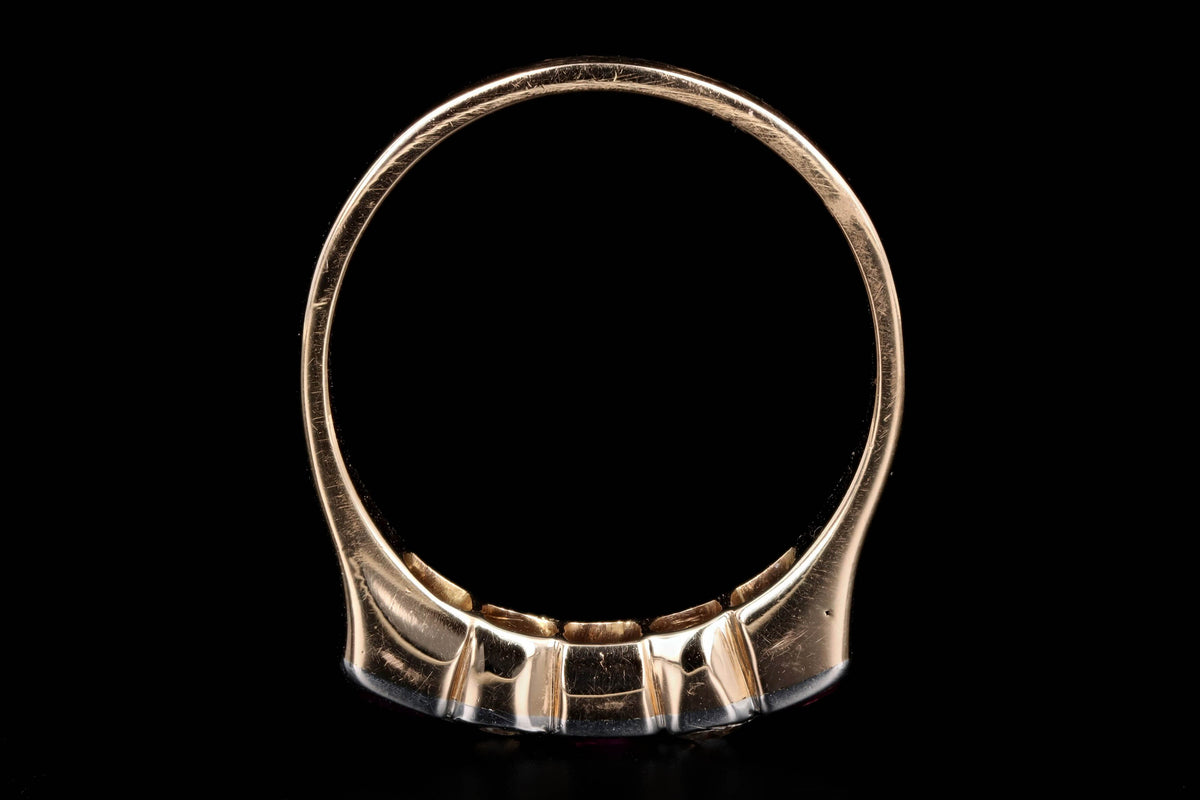 Art Deco Platinum & 18K Yellow Gold Natural Ruby & Old European Cut Diamond Band - Queen May
