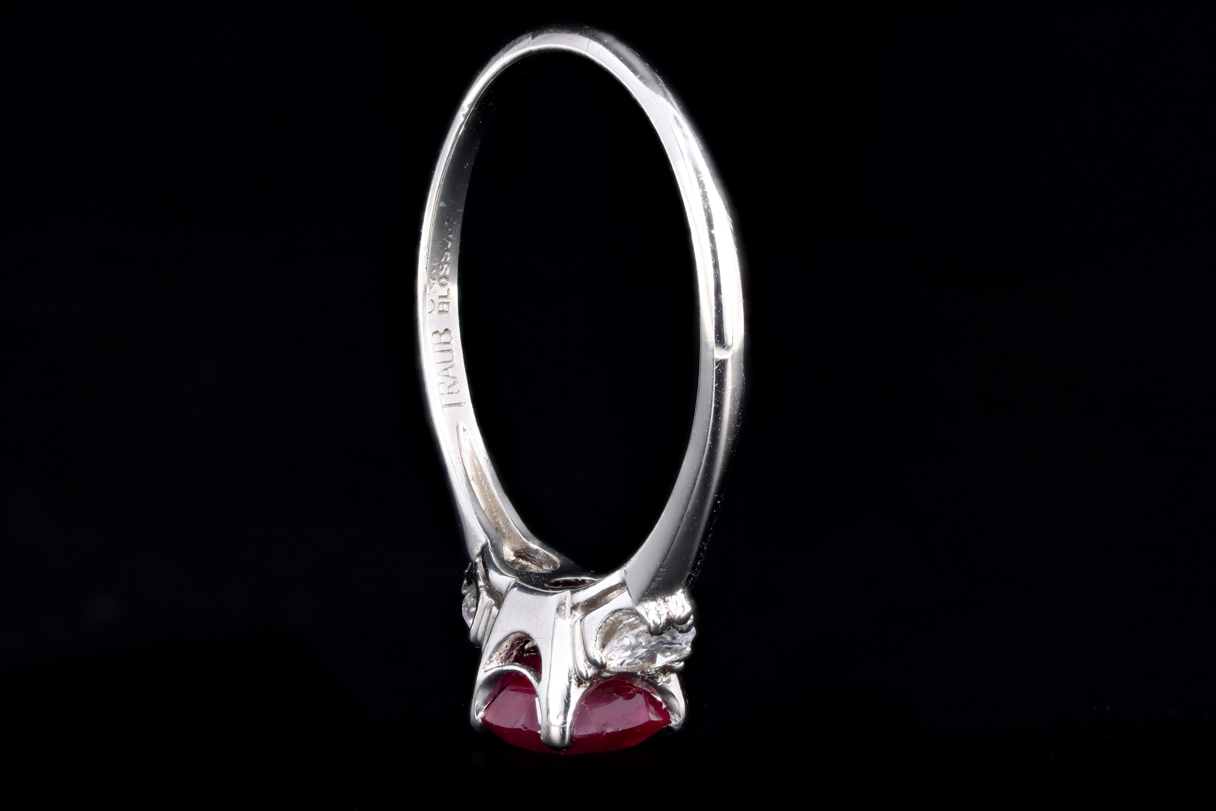 Platinum 1.45 Carat Cushion Cut Natural No Heat Burma Ruby Ring AGL Certified - Queen May