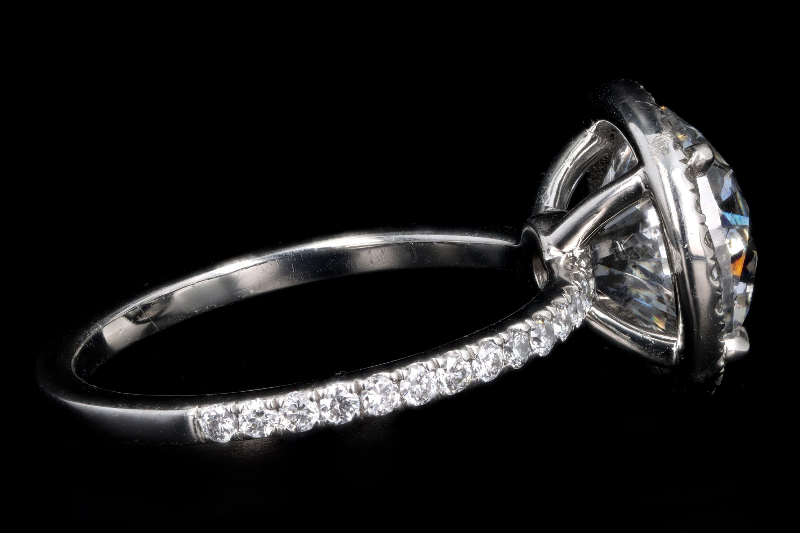 Platinum 3.92 Carat Round Brilliant Diamond Halo Engagement Ring GIA Certified - Queen May