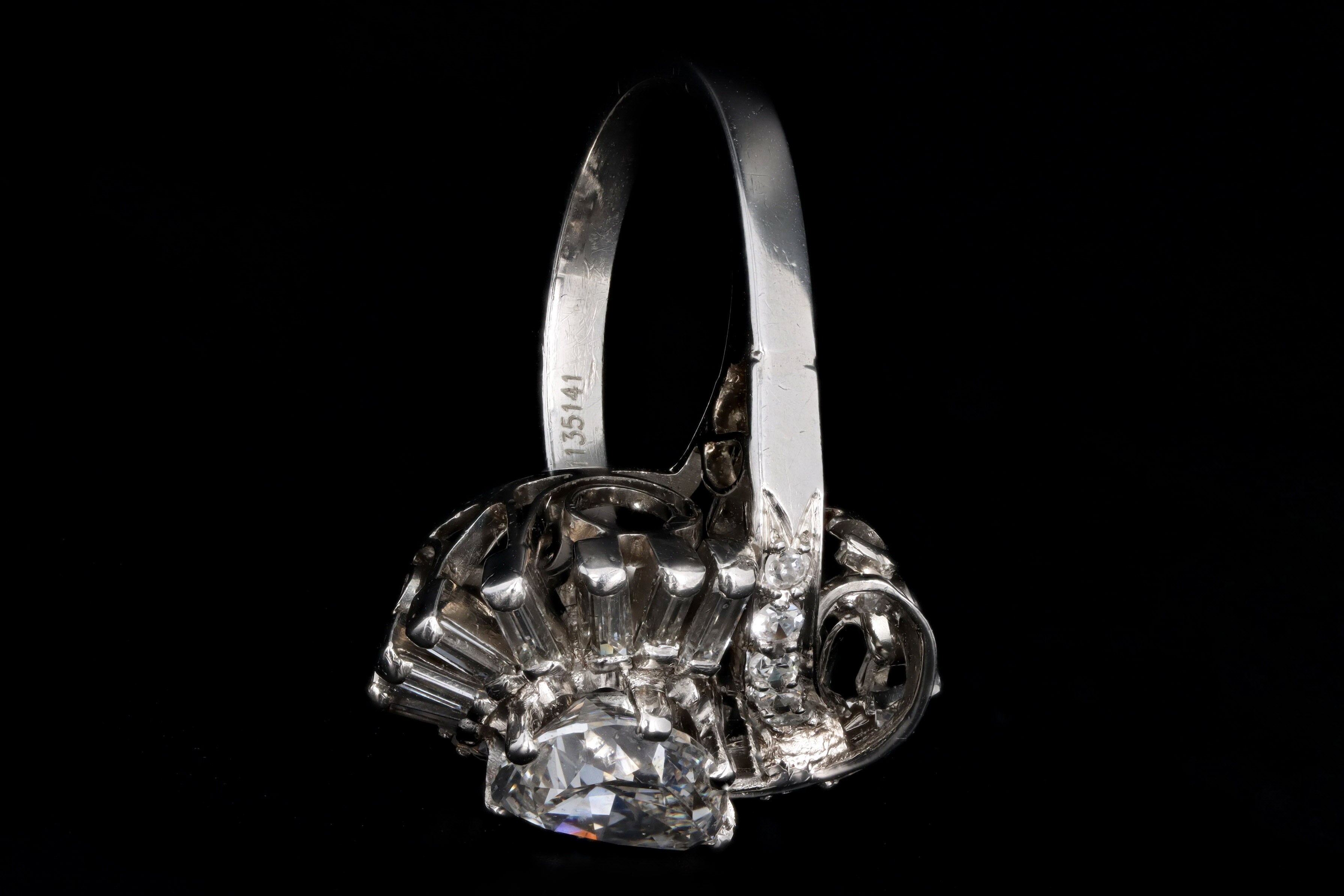 Retro Platinum 1.83 Carat Pear Cut Diamond Cluster Ring IGI Appraisal Report - Queen May