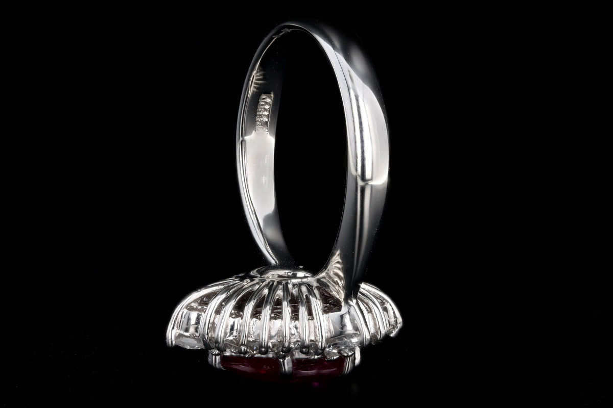 Platinum 1.87 Carat Pear Cut Natural Ruby & Diamond Halo Ring - Queen May