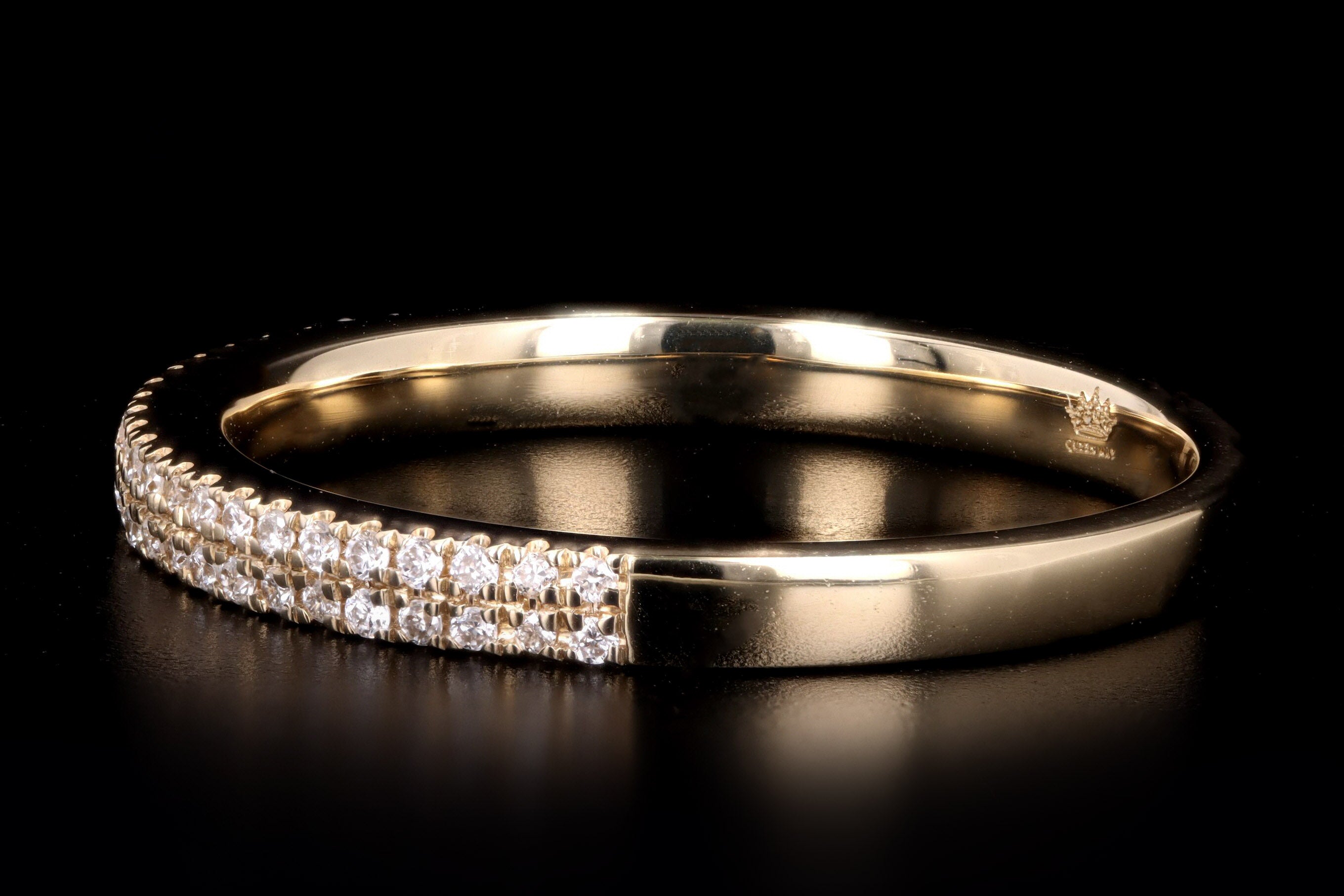 14K Gold Round Diamond Pave Stackable Wedding Band - Queen May