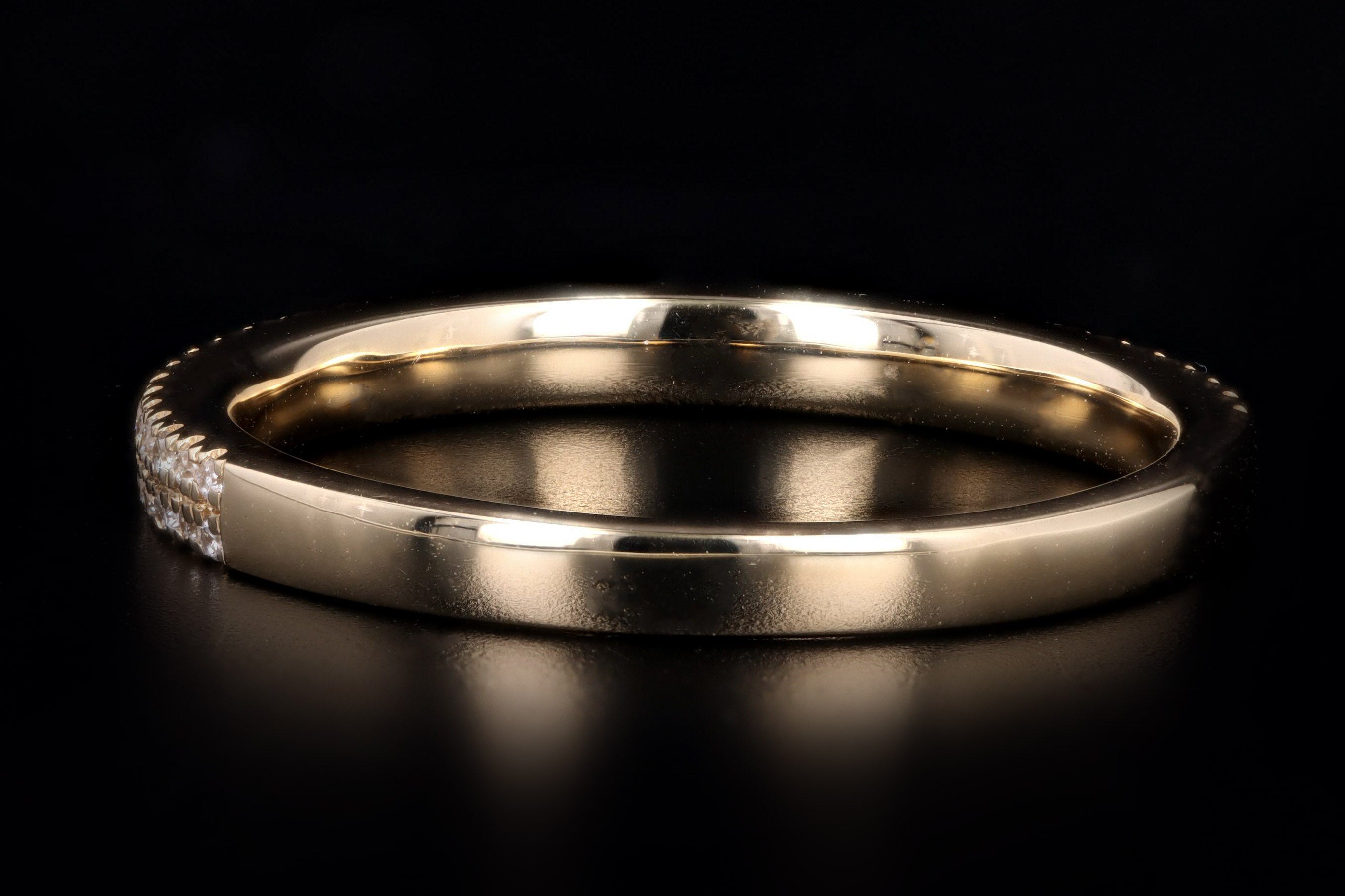 14K Gold Round Diamond Pave Stackable Wedding Band - Queen May