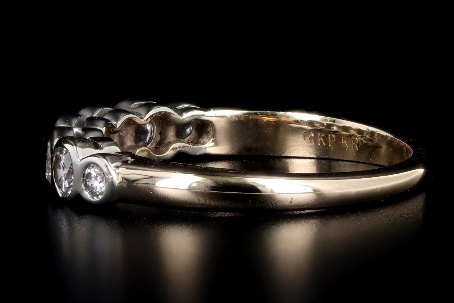 14K Gold .35 Carat Total Weight Round Diamond Stackable Wedding Band - Queen May