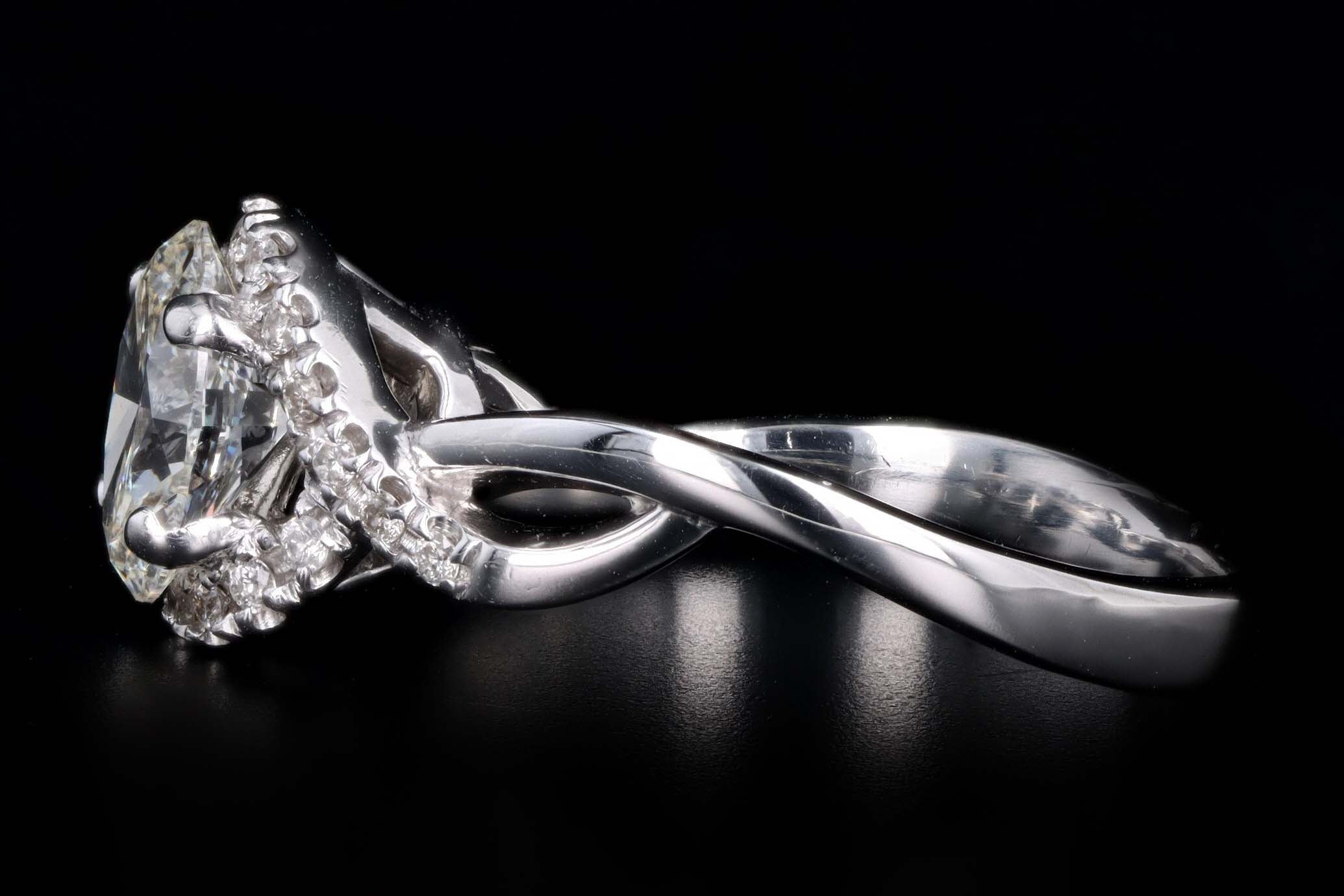 14K White Gold 1.00 Carat Oval Diamond Engagement Ring GIA Certified - Queen May