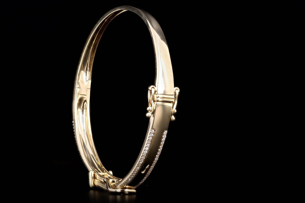 14K Yellow Gold Diamond Belt Buckle Bangle - Queen May