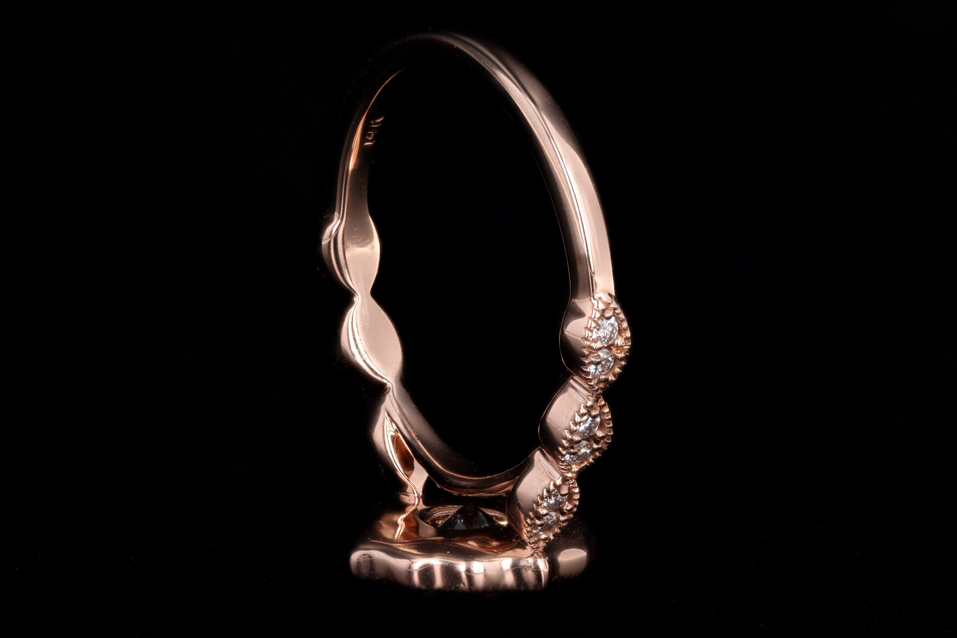 14K Rose Gold .75 Carat Round Brilliant Diamond Engagement Ring - Queen May