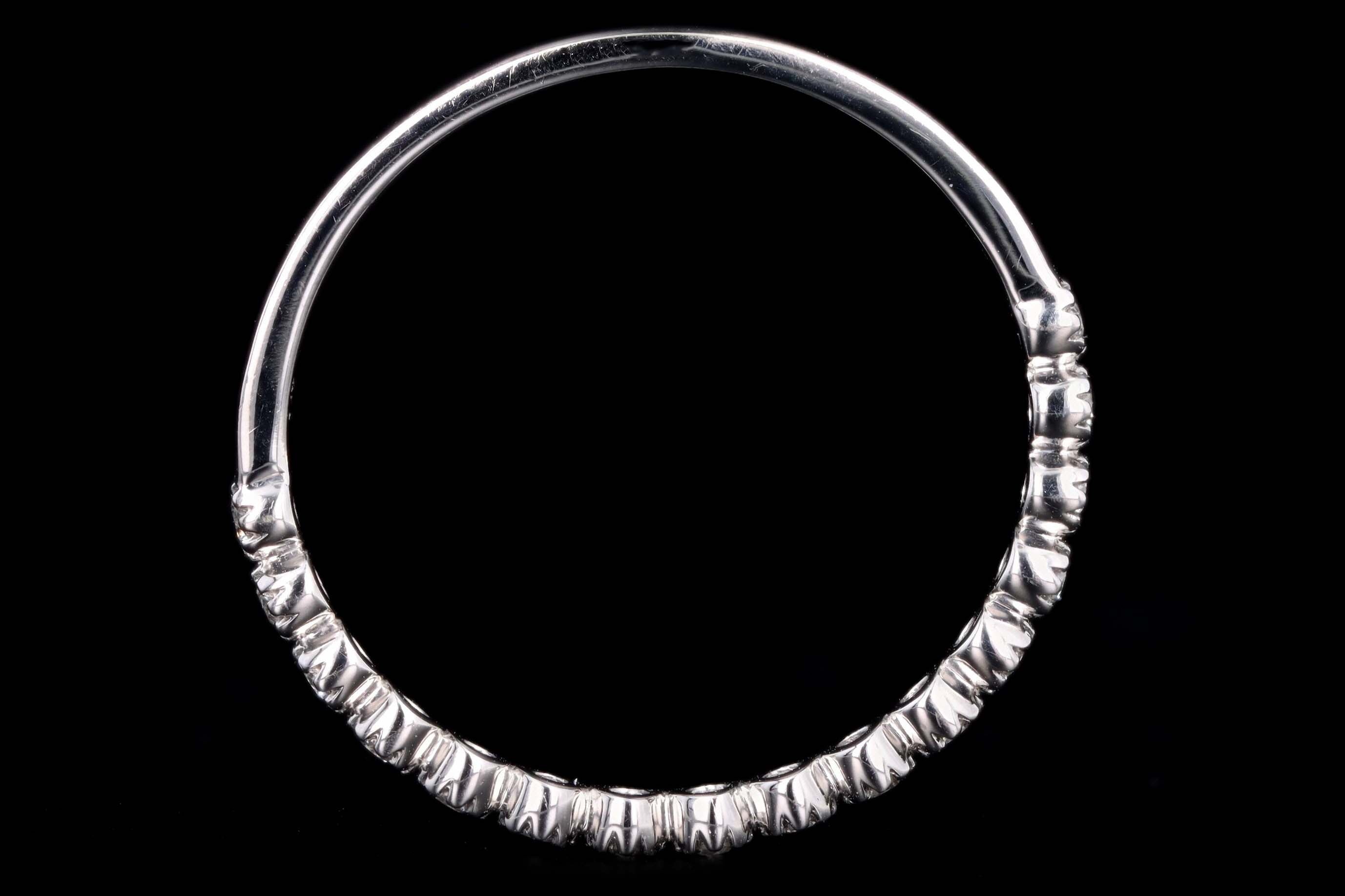 14K White Gold .10 Carat Total Weight Round Diamond Stackable Wedding Band - Queen May