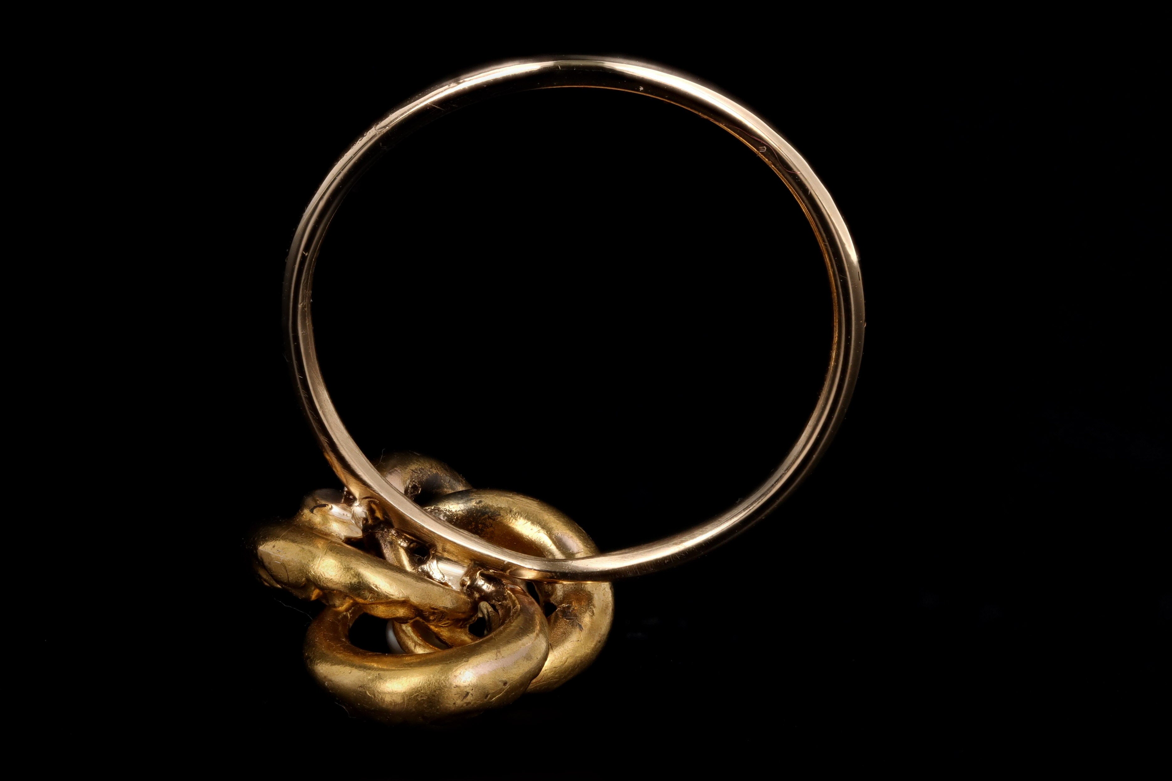 Art Nouveau 14K Yellow Gold Seed Pearl Stick Pin Conversion Ring - Queen May