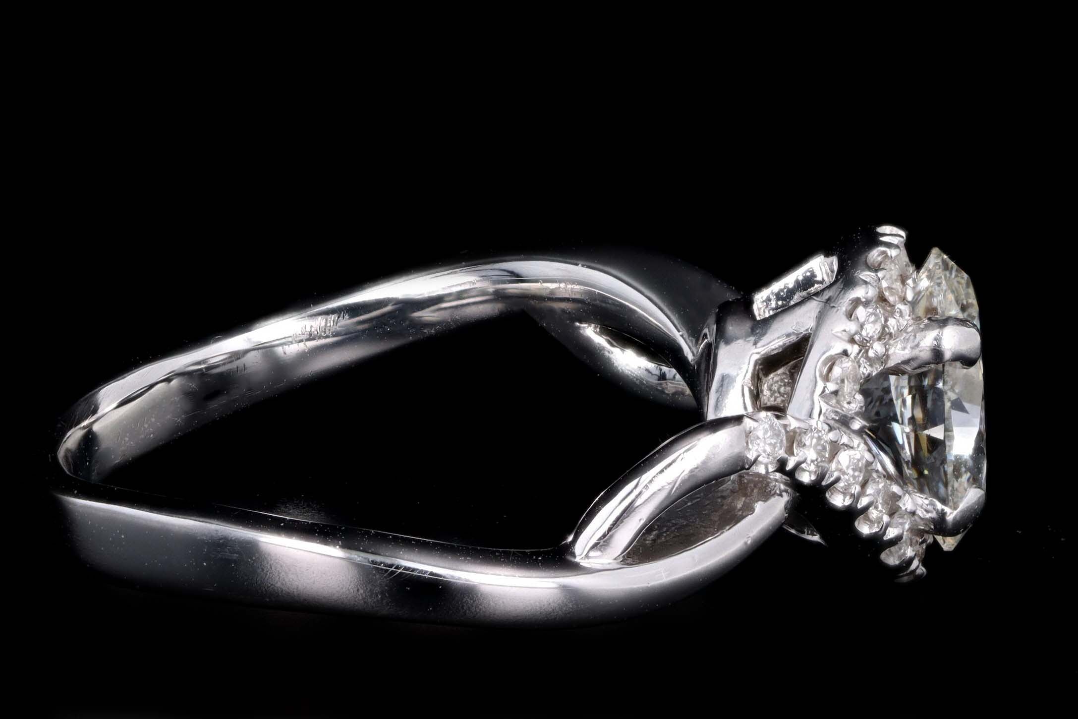 14K White Gold 1.00 Carat Oval Diamond Engagement Ring GIA Certified - Queen May