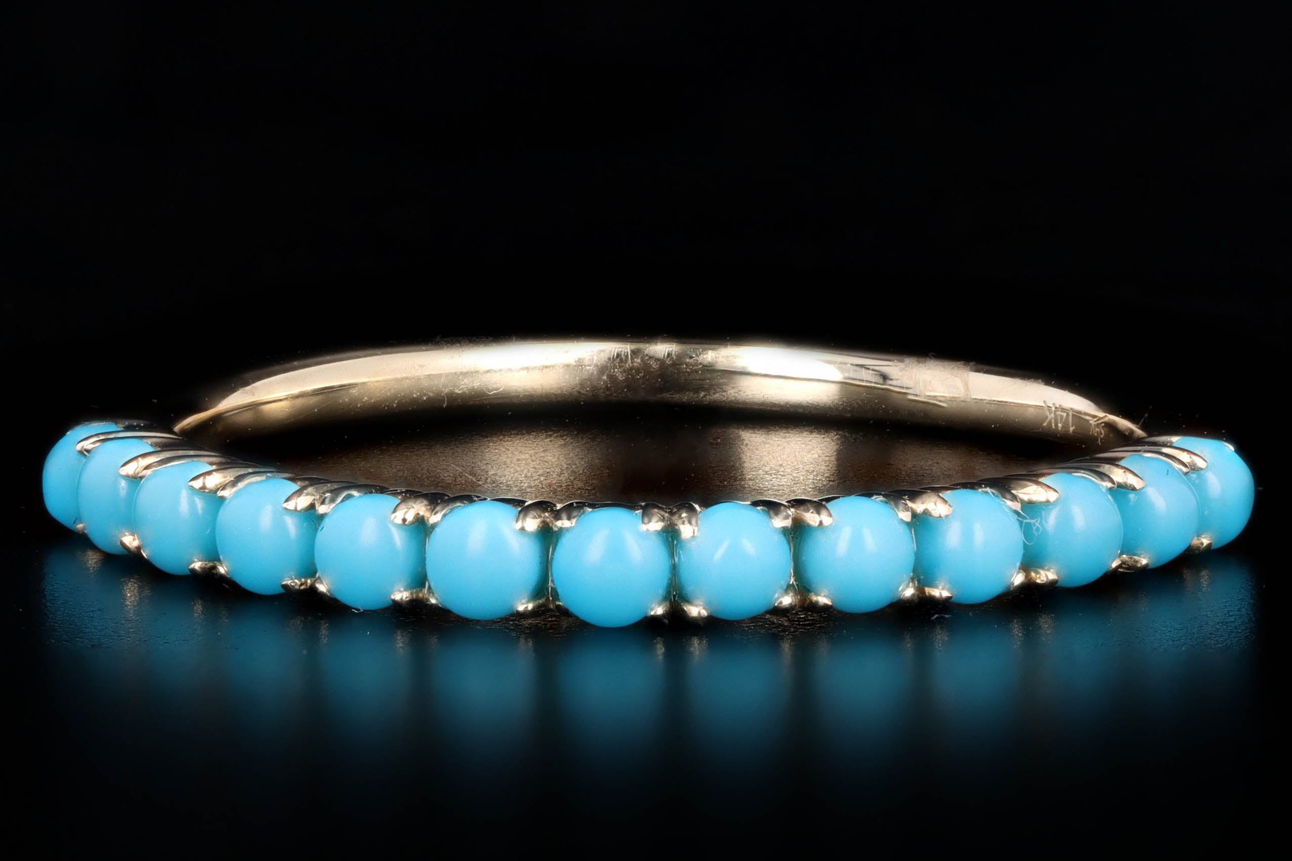 New 14K Yellow Gold Turquoise Band - Queen May