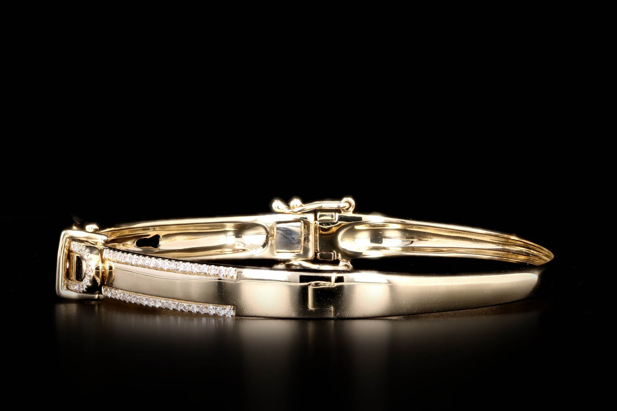 14K Yellow Gold Diamond Belt Buckle Bangle - Queen May