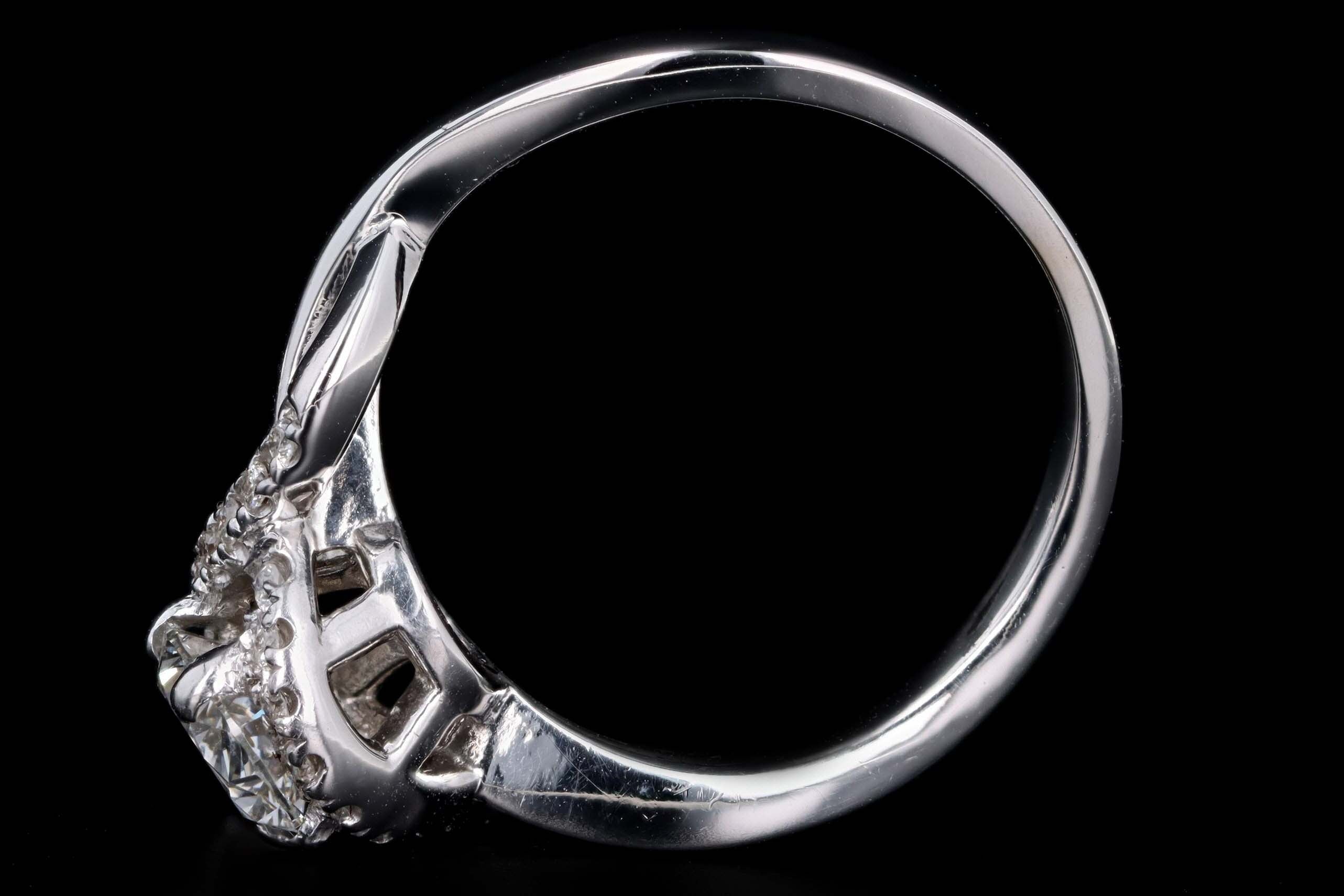 14K White Gold 1.00 Carat Oval Diamond Engagement Ring GIA Certified - Queen May