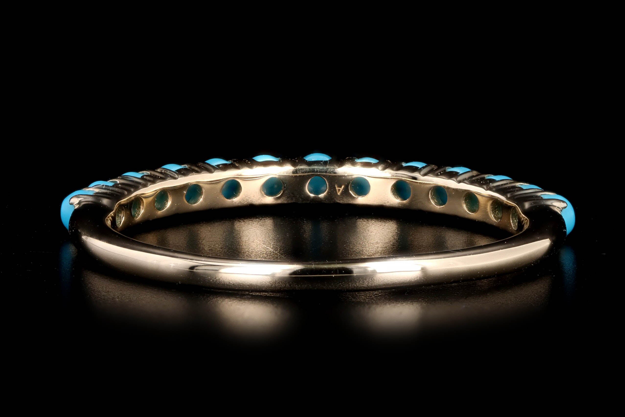New 14K Yellow Gold Turquoise Band - Queen May