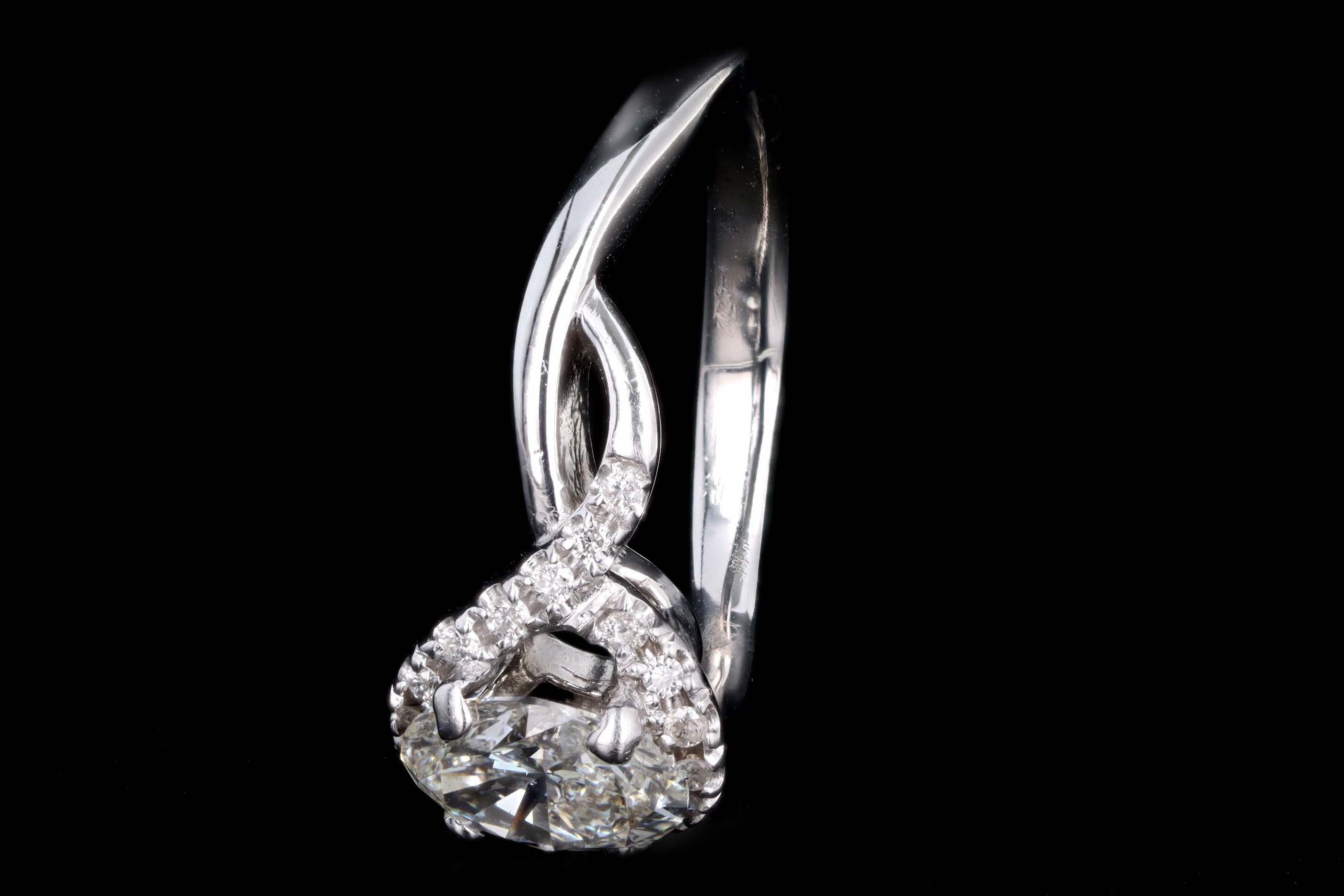 14K White Gold 1.00 Carat Oval Diamond Engagement Ring GIA Certified - Queen May