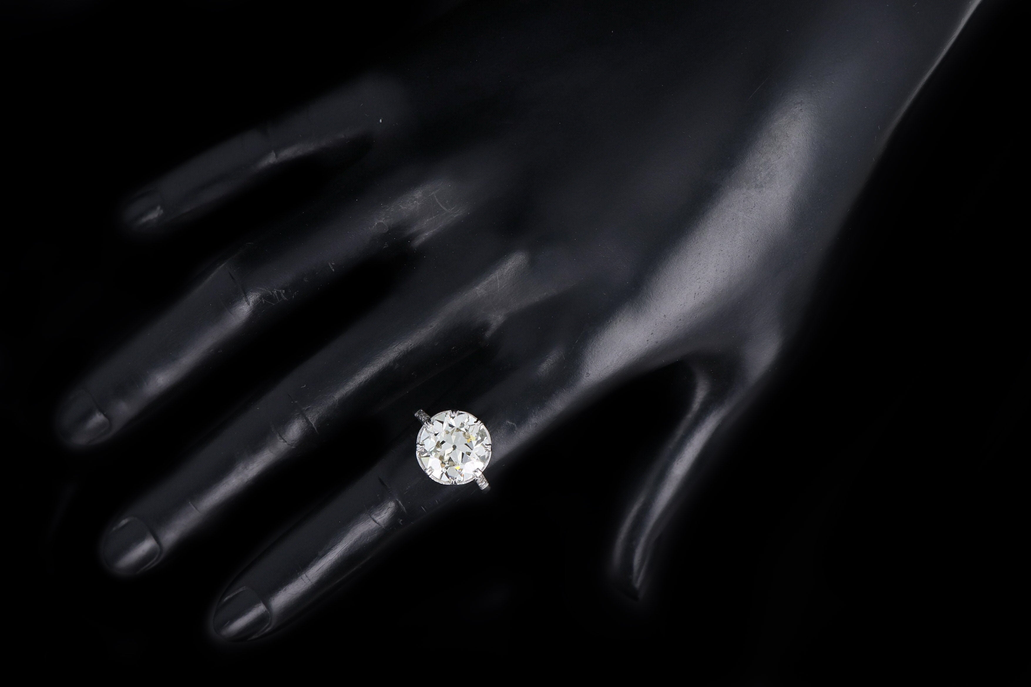 Art Deco Platinum 5.81 Carat Old European Cut Diamond Engagement Ring - Queen May
