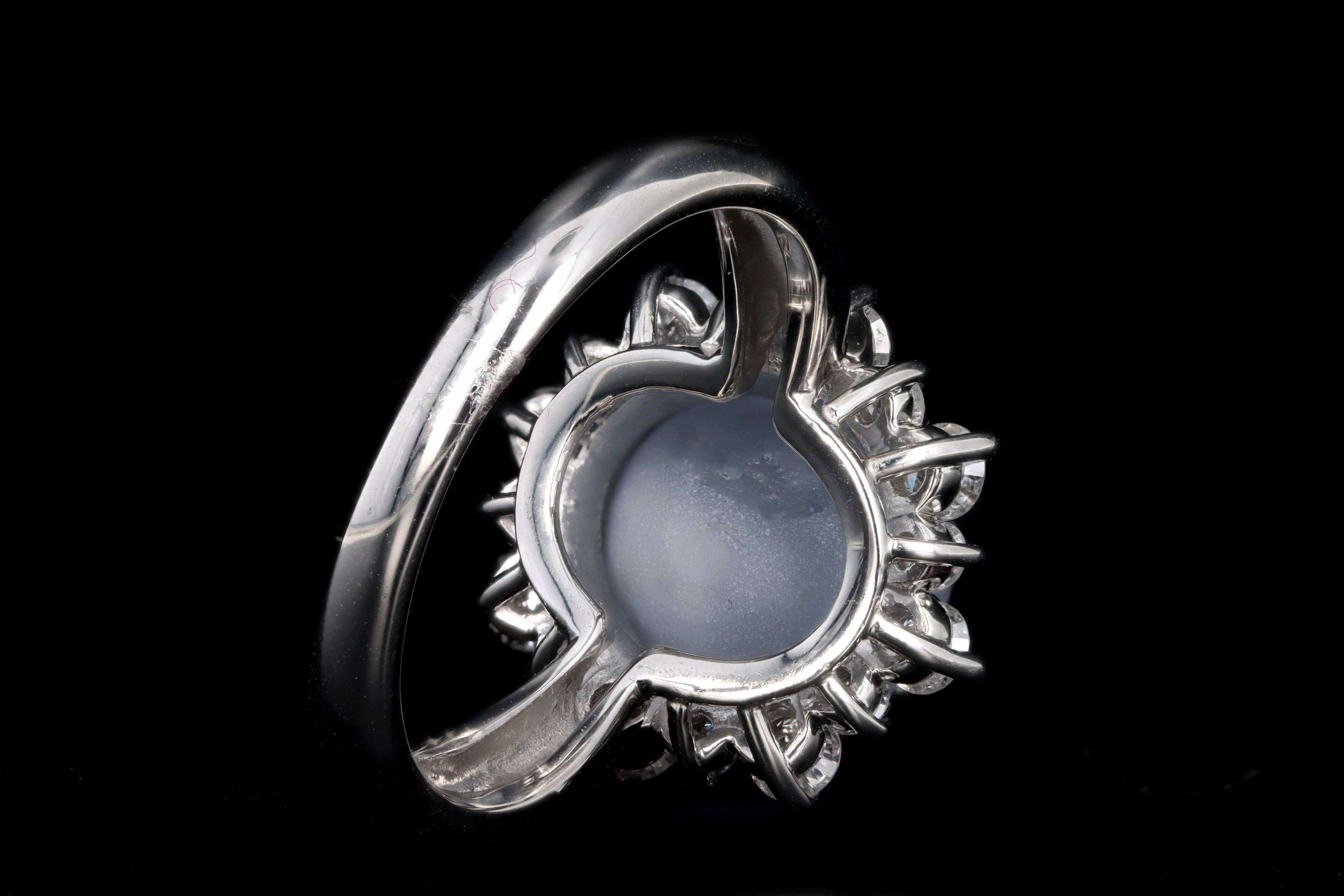 Retro Platinum 8.13 Carat Natural Star Sapphire & Diamond Halo Ring - Queen May