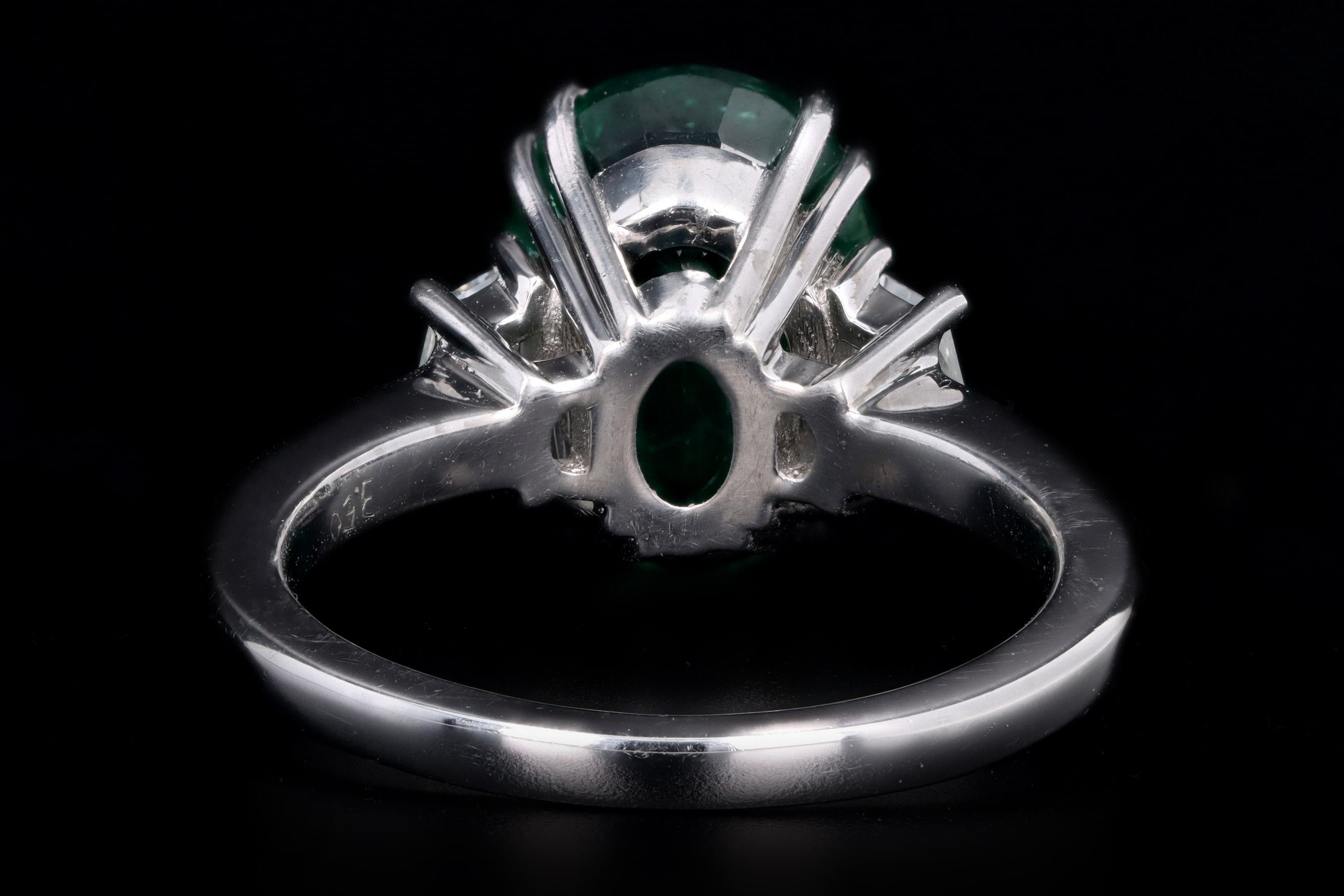 Platinum 3.50 Carat Oval Natural Zambian Emerald & Diamond Ring - Queen May