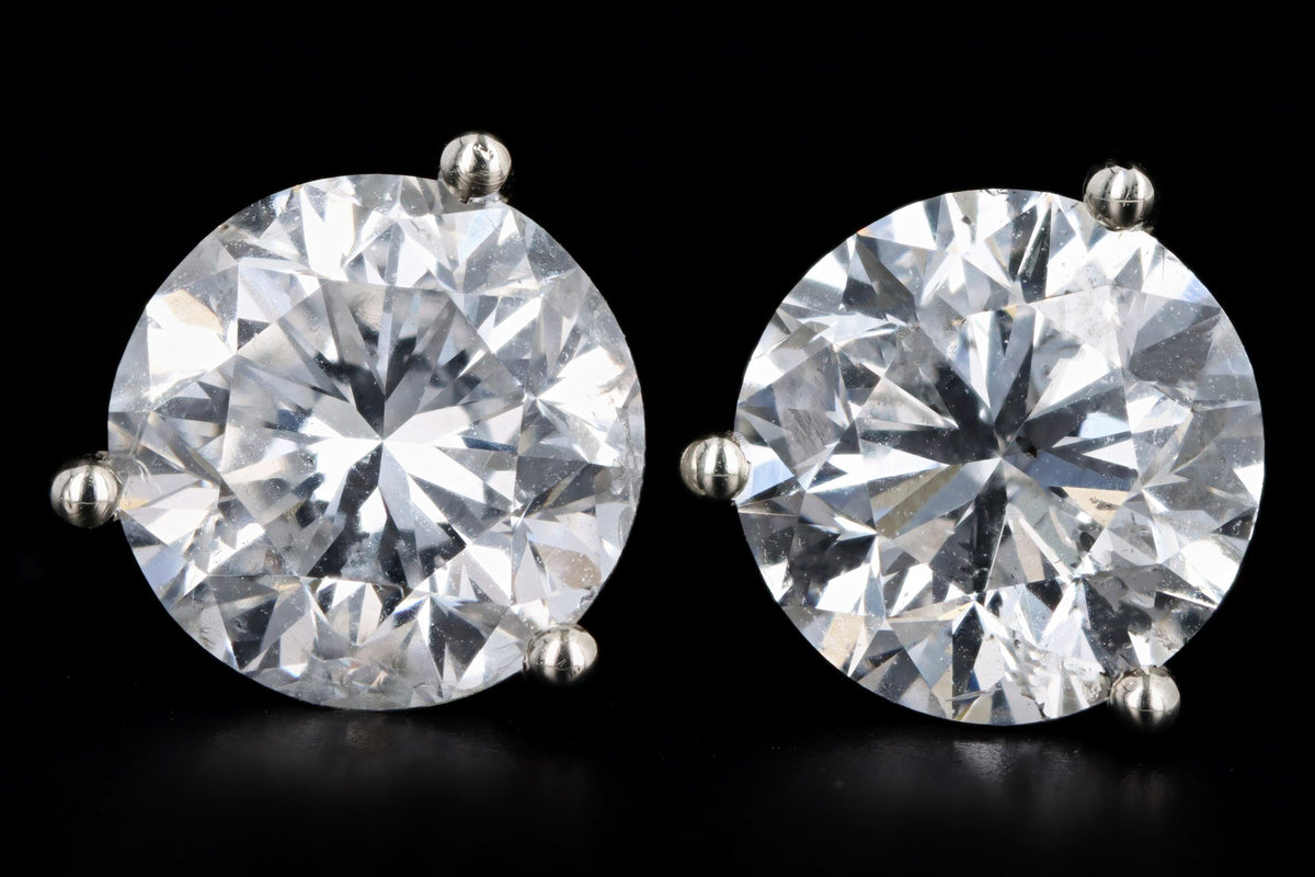 New 14K White Gold 4.17 Total Carat Weight Diamond Earrings GIA Certified - Queen May