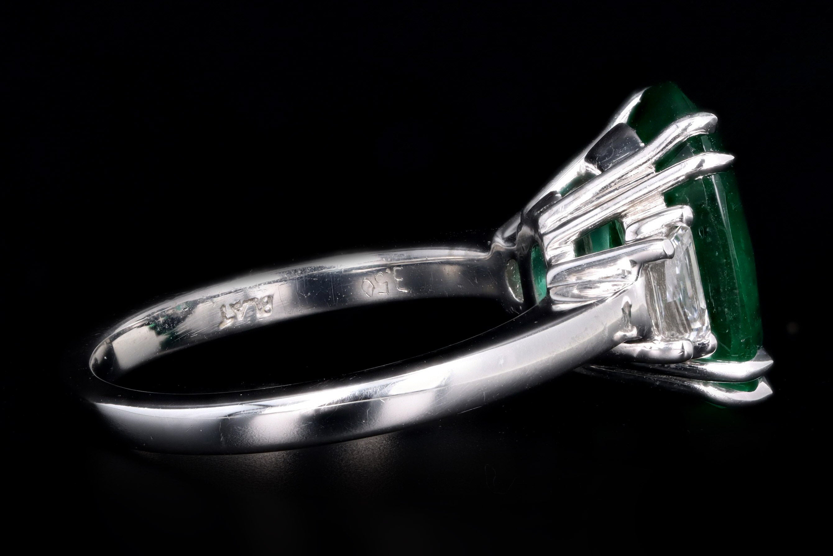 Platinum 3.50 Carat Oval Natural Zambian Emerald & Diamond Ring - Queen May