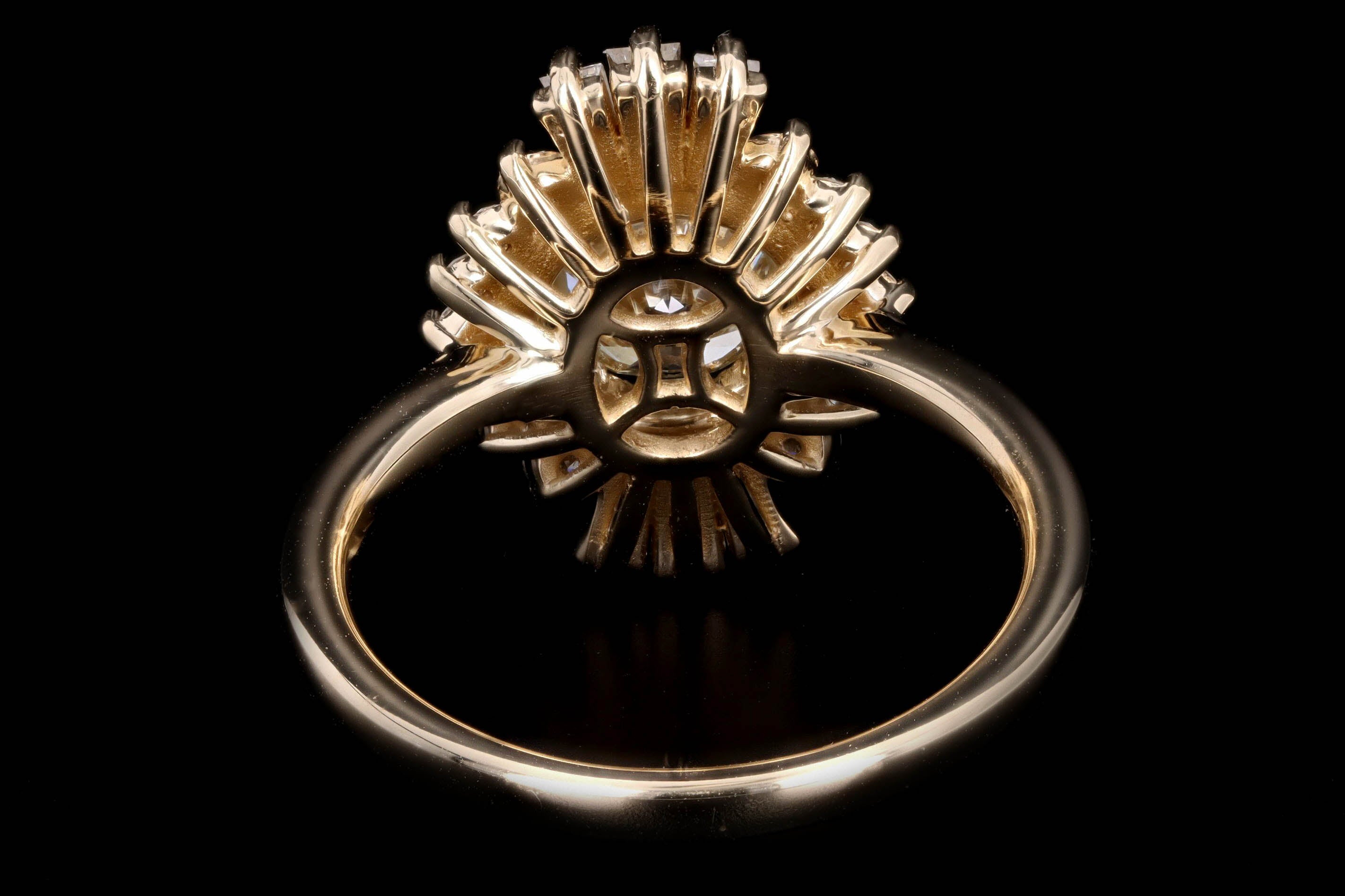 New 14K Yellow Gold 1.01 Carat Round Diamond Fan Engagement Ring - Queen May