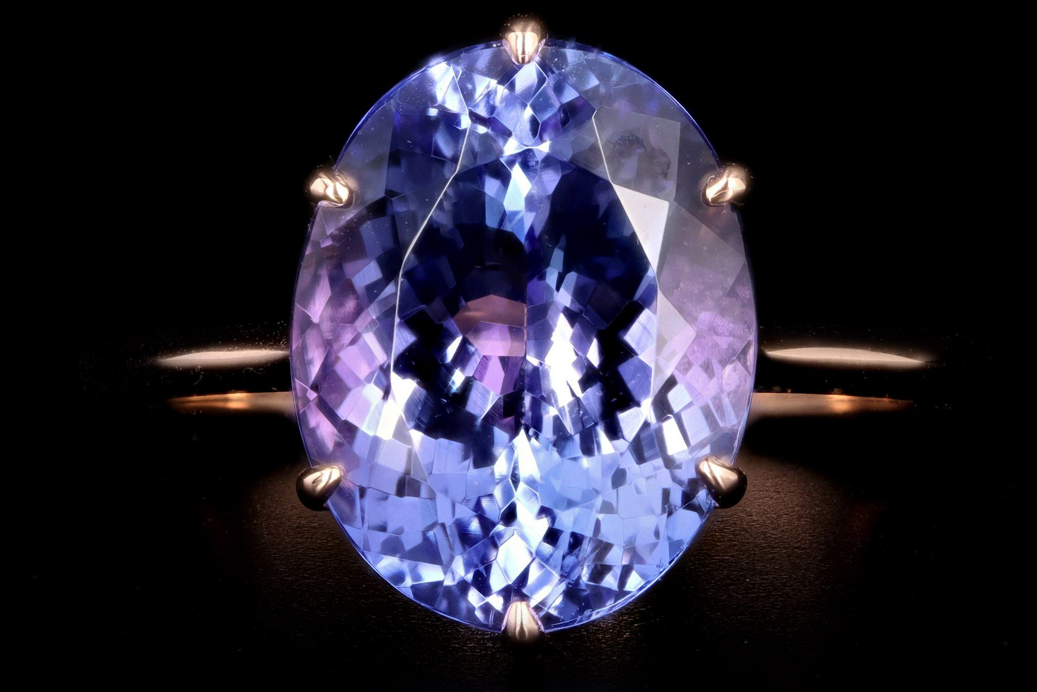 Vintage Inspired 18K Rose Gold 6.07 Carat Oval Tanzanite Ring - Queen May