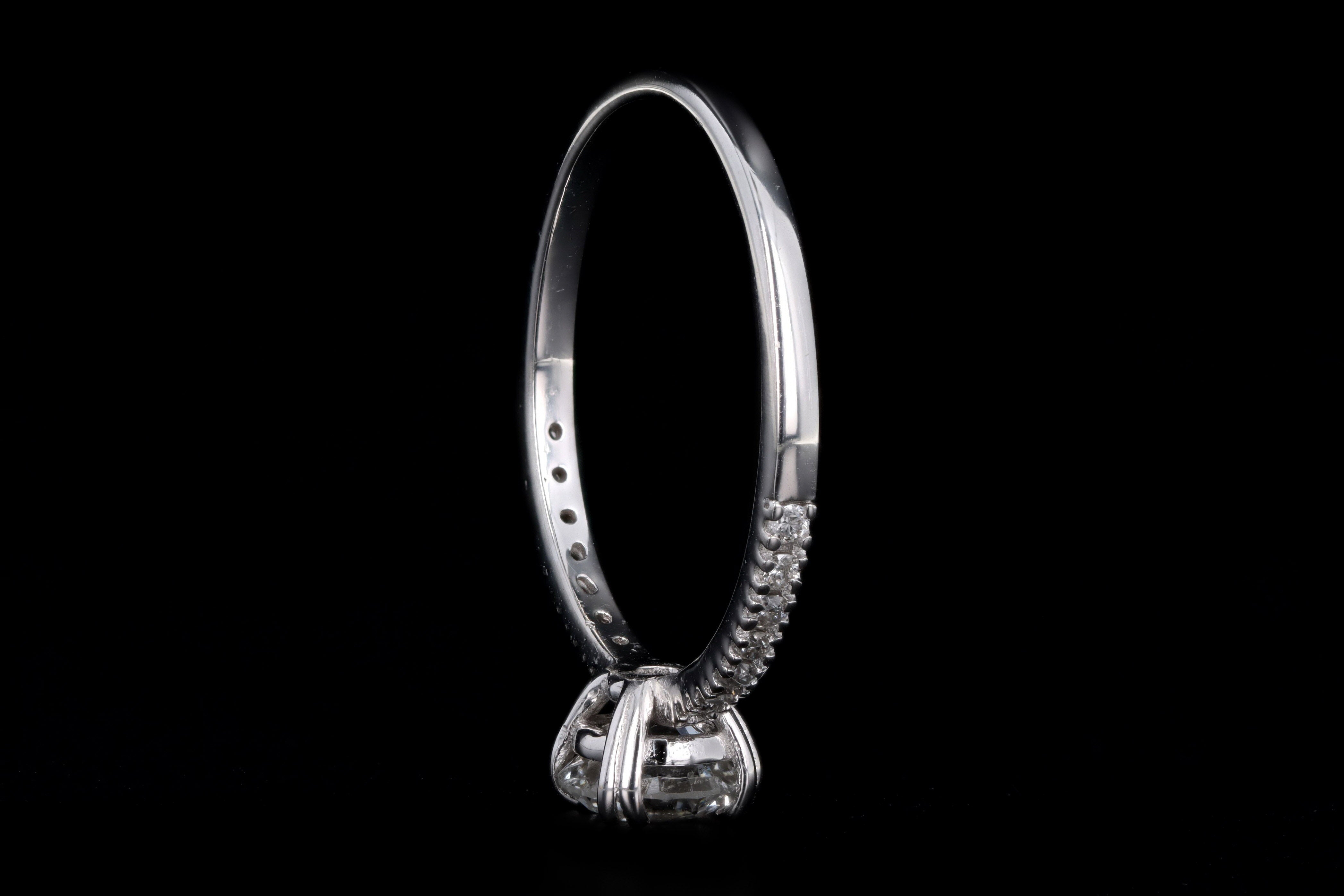 14K White Gold .79 Carat Round Brilliant Diamond Engagement Ring - Queen May