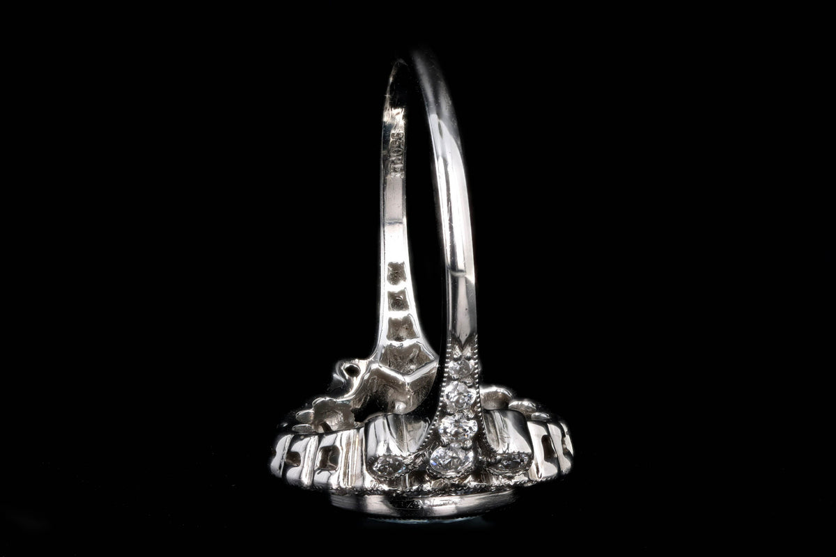 Art Deco Inspired Platinum 1.50 Carat Aquamarine & Diamond Halo Ring - Queen May