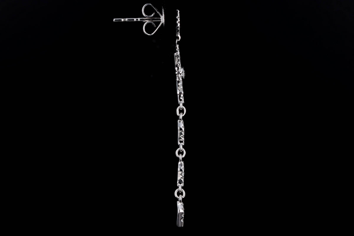 14K White Gold Diamond Star Drop Earrings - Queen May